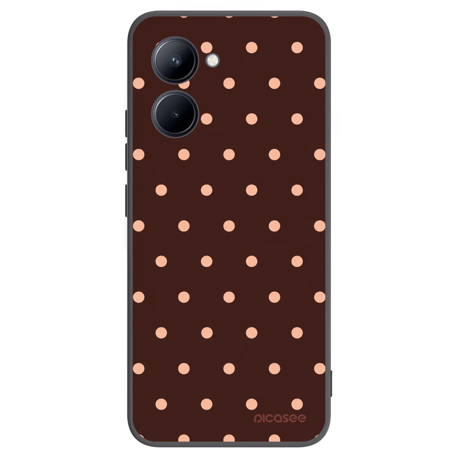 Picasee Realme C33 (2023) Hülle - Schwarzes Silikon - Peach Dots & Chocolate