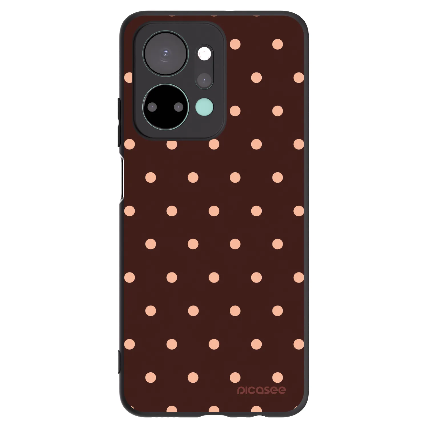 Picasee Honor X7a Hülle - Schwarzes Silikon - Peach Dots & Chocolate