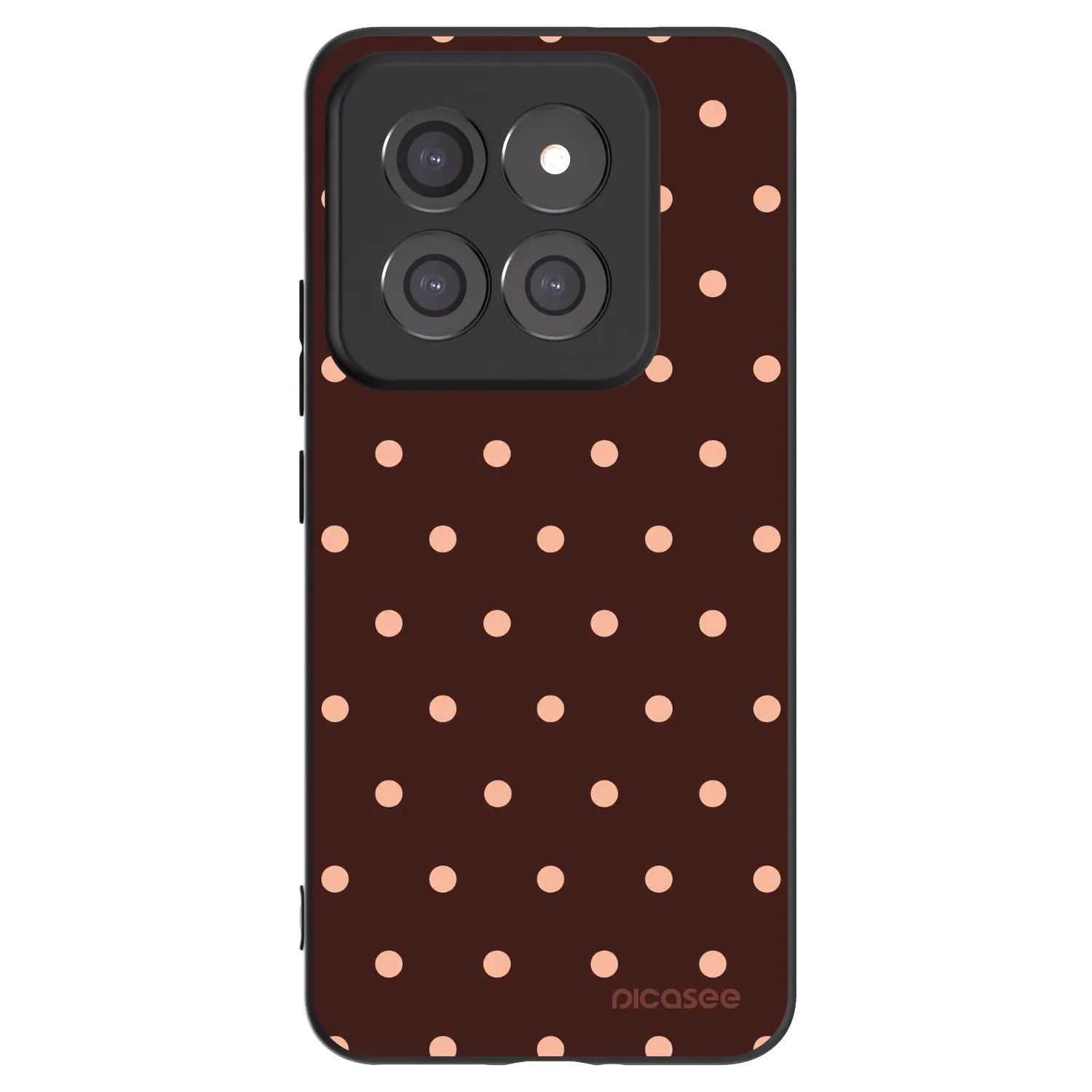 Picasee Xiaomi 14 Pro Hülle - Schwarzes Silikon - Peach Dots & Chocolate