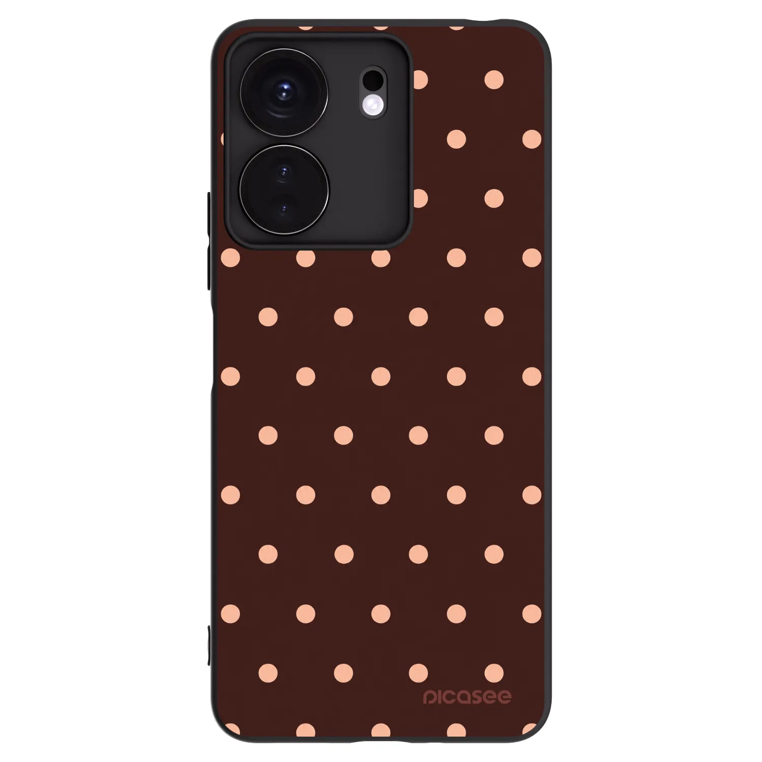 Picasee Xiaomi Redmi 13C 4G Hülle - Schwarzes Silikon - Peach Dots & Chocolate
