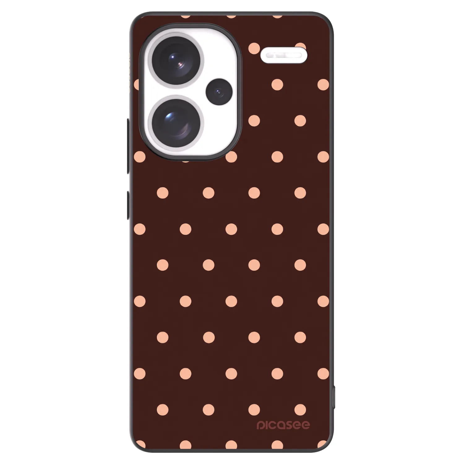 Picasee Xiaomi Redmi Note 13 Pro+ 5G Hülle - Schwarzes Silikon - Peach Dots & Chocolate