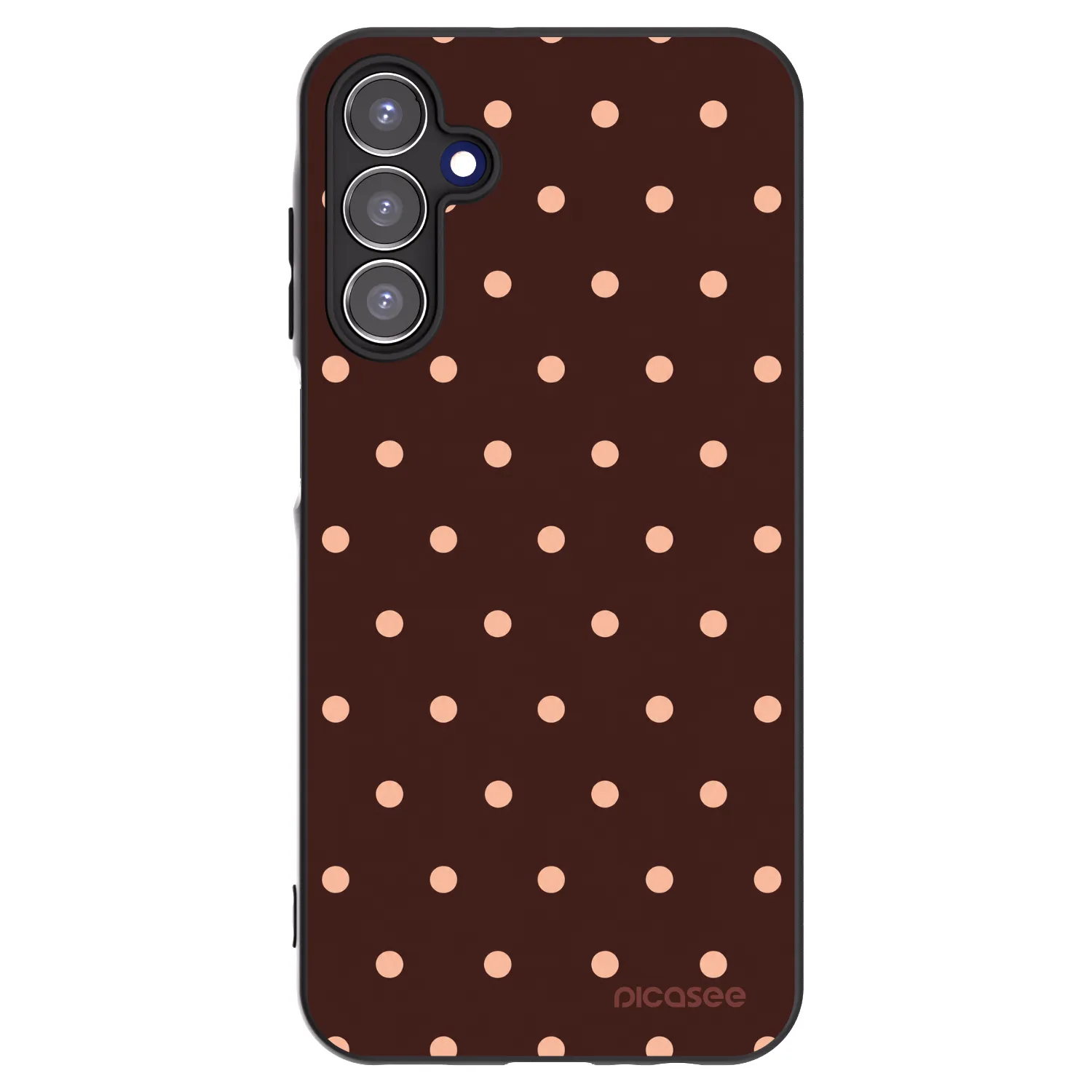 Picasee Samsung Galaxy A15 A155F 4G Hülle - Schwarzes Silikon - Peach Dots & Chocolate