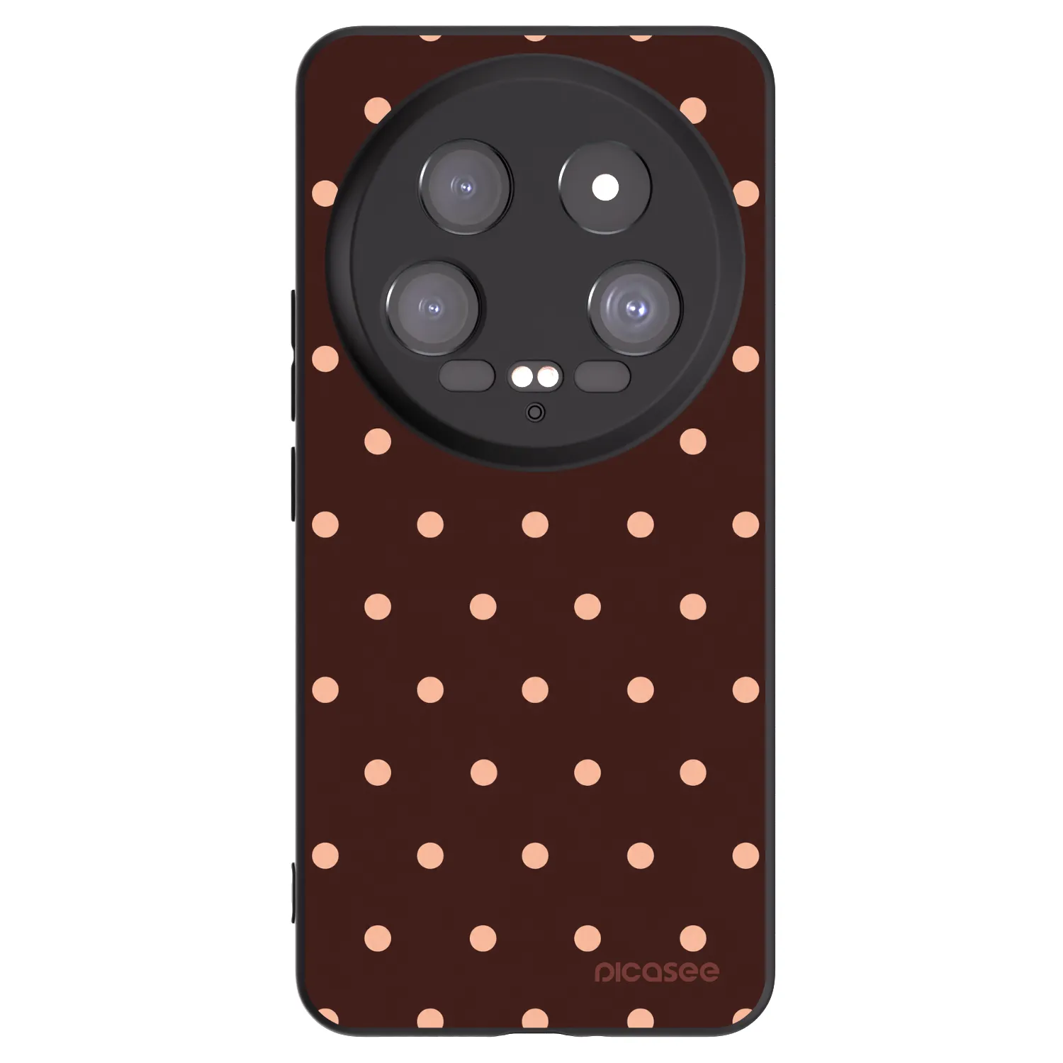 Picasee Xiaomi 14 Ultra Hülle - Schwarzes Silikon - Peach Dots & Chocolate