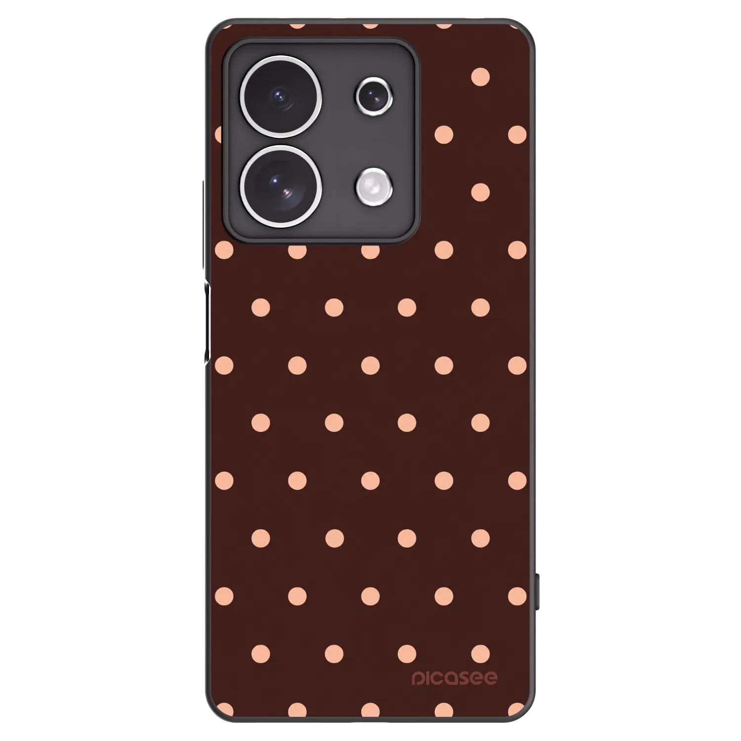 Picasee Xiaomi Redmi Note 13 4G Hülle - Schwarzes Silikon - Peach Dots & Chocolate