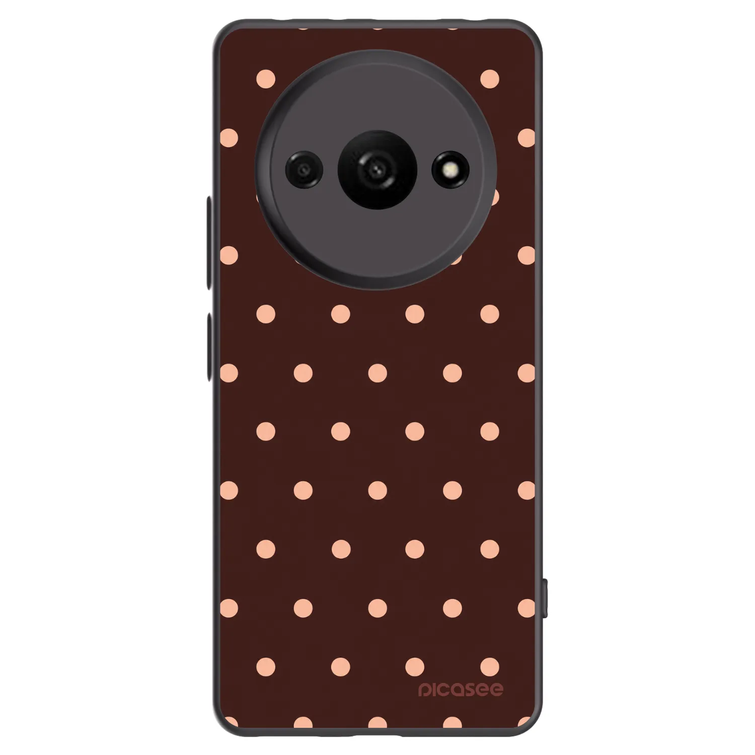 Picasee Xiaomi Redmi A3 Hülle - Schwarzes Silikon - Peach Dots & Chocolate