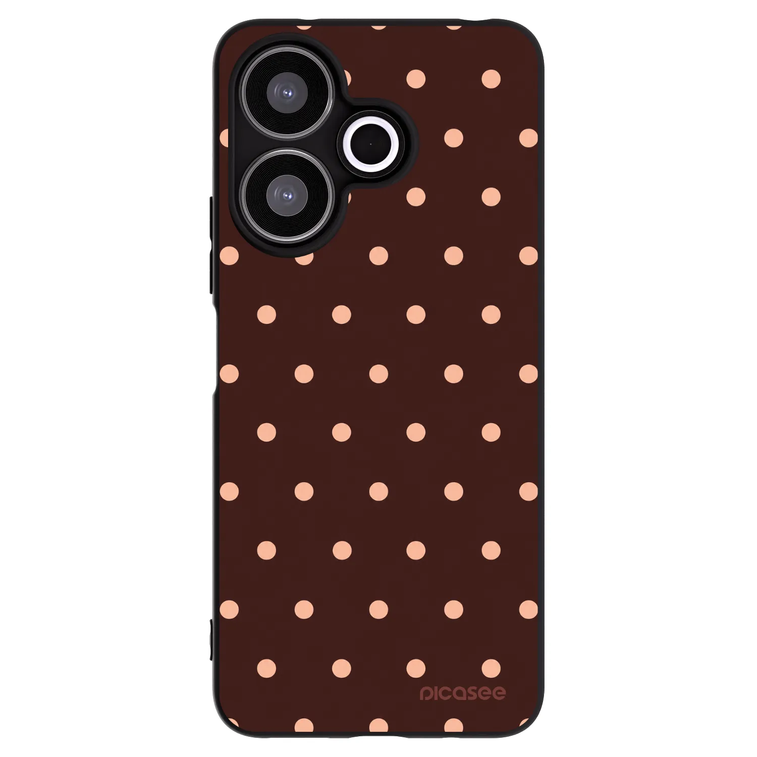 Picasee Xiaomi Redmi 13 4G Hülle - Schwarzes Silikon - Peach Dots & Chocolate