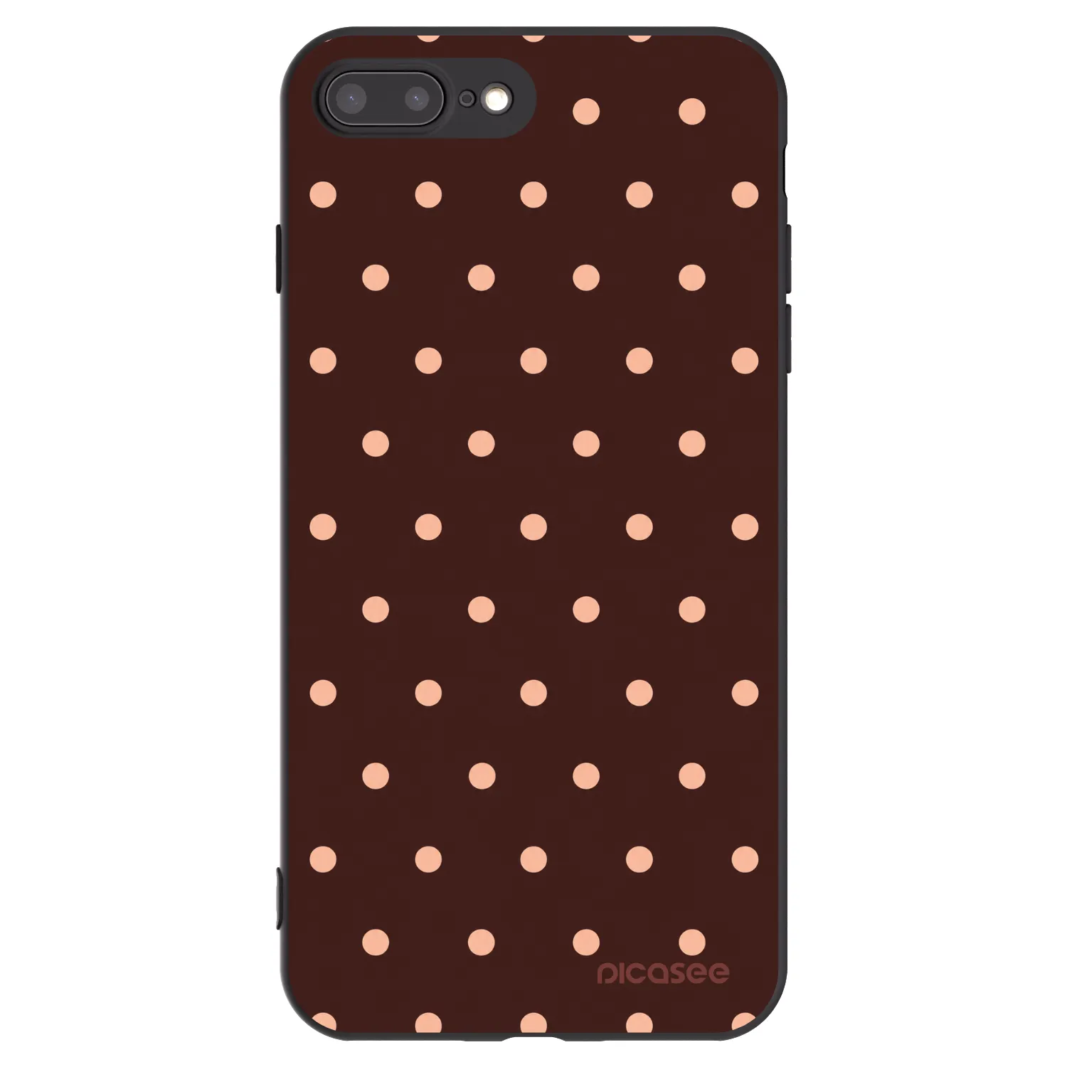 Picasee Apple iPhone 8 Plus Hülle - Schwarzes Silikon - Peach Dots & Chocolate