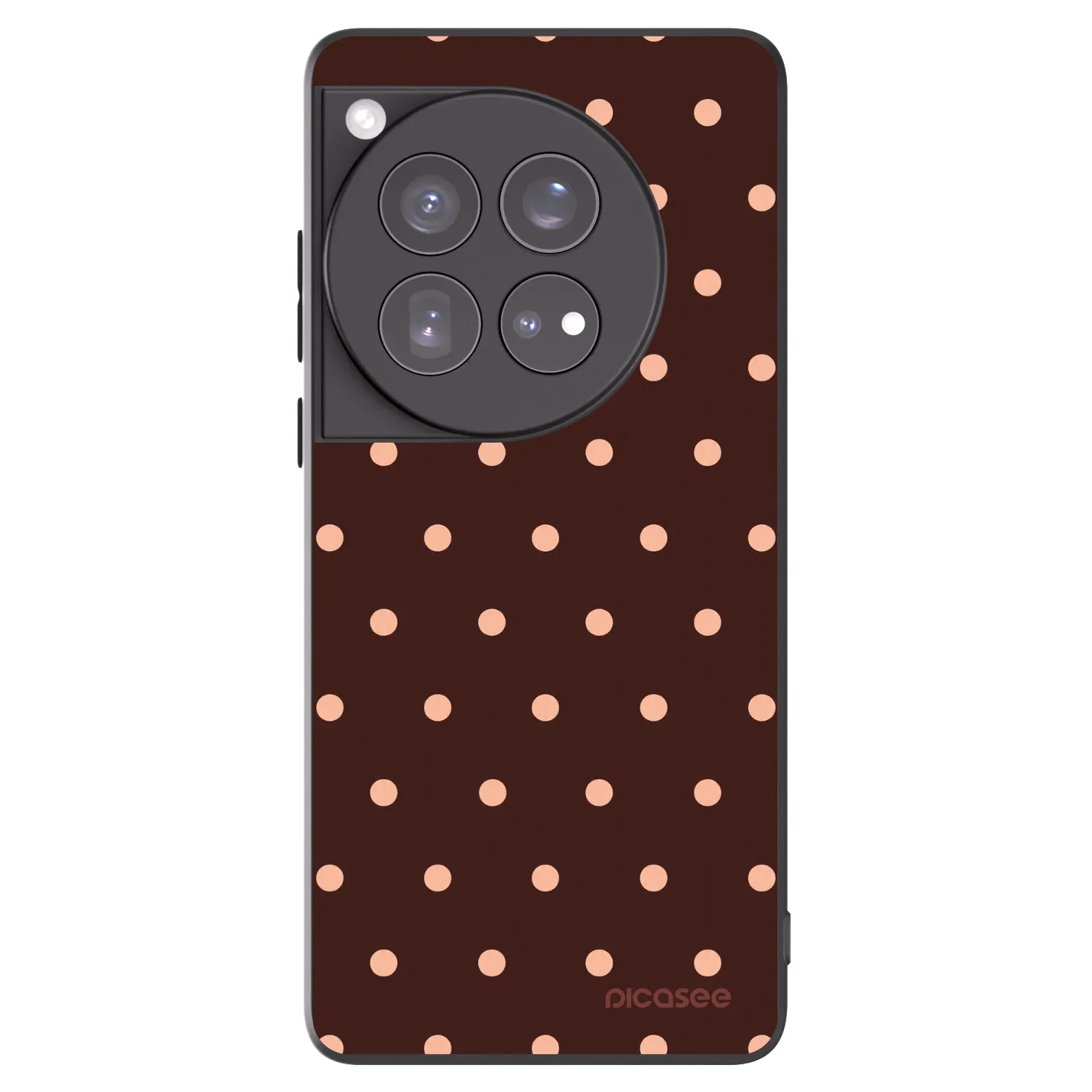 Picasee OnePlus 12 5G Hülle - Schwarzes Silikon - Peach Dots & Chocolate