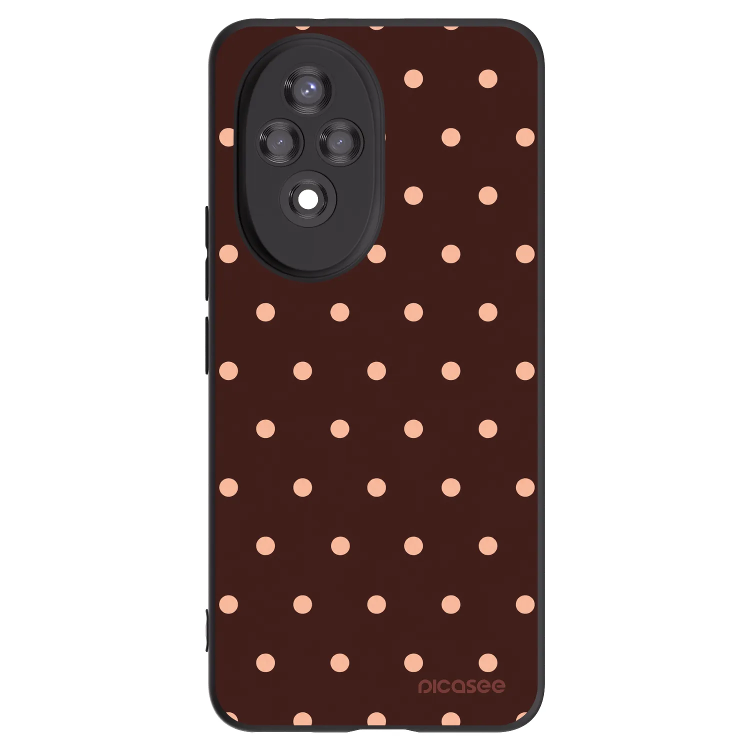 Picasee Honor 200 Pro 5G Hülle - Schwarzes Silikon - Peach Dots & Chocolate