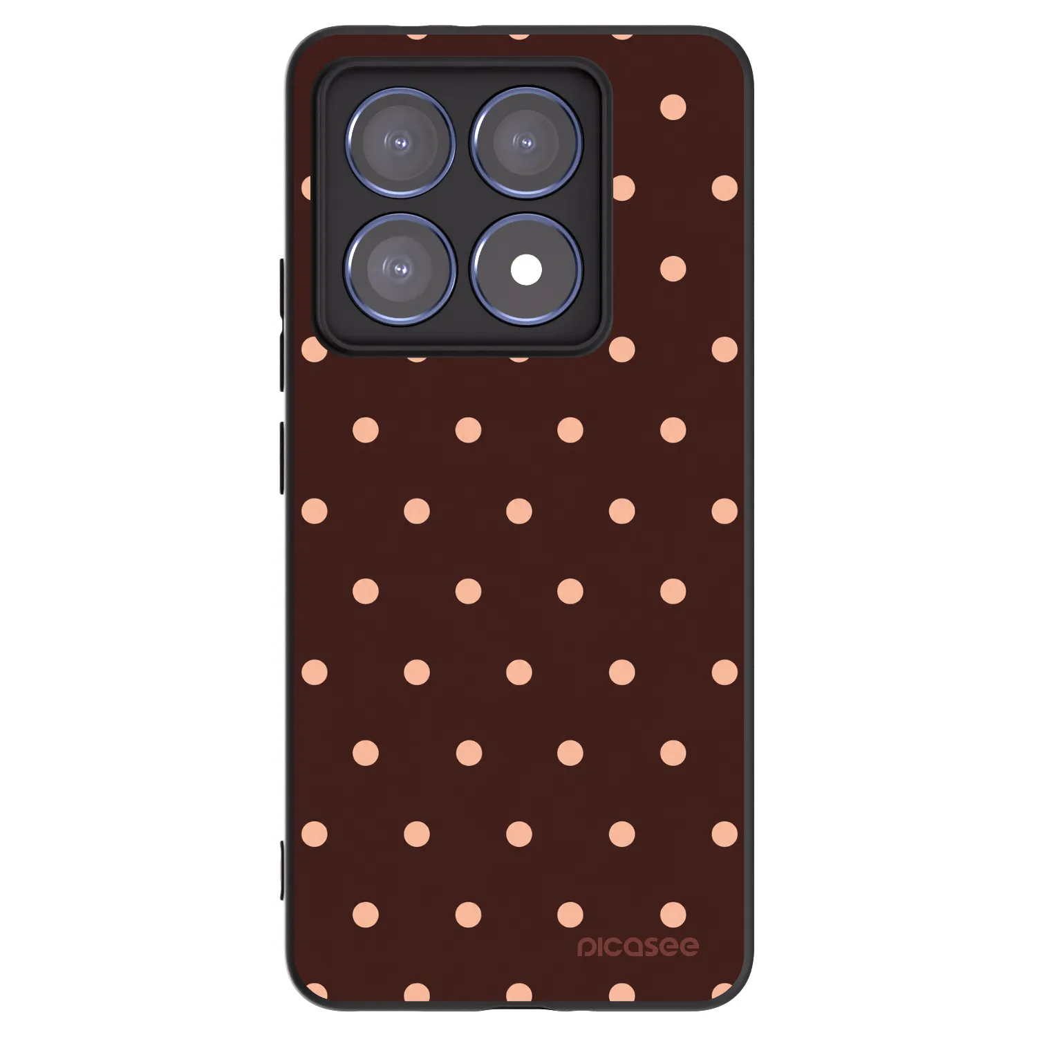 Picasee Xiaomi 14T Pro Hülle - Schwarzes Silikon - Peach Dots & Chocolate