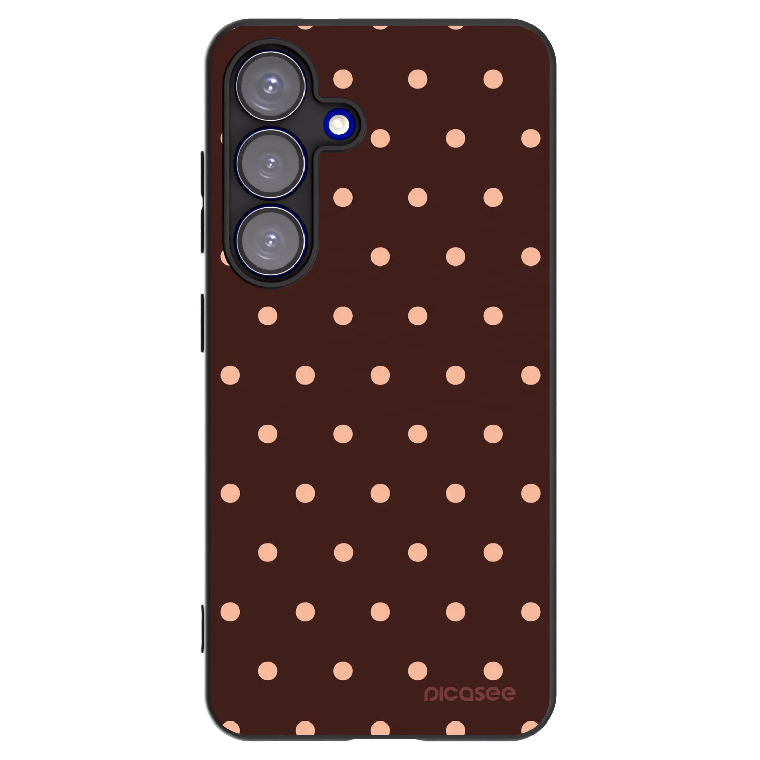 Picasee Samsung Galaxy S25 5G Hülle - Schwarzes Silikon - Peach Dots & Chocolate