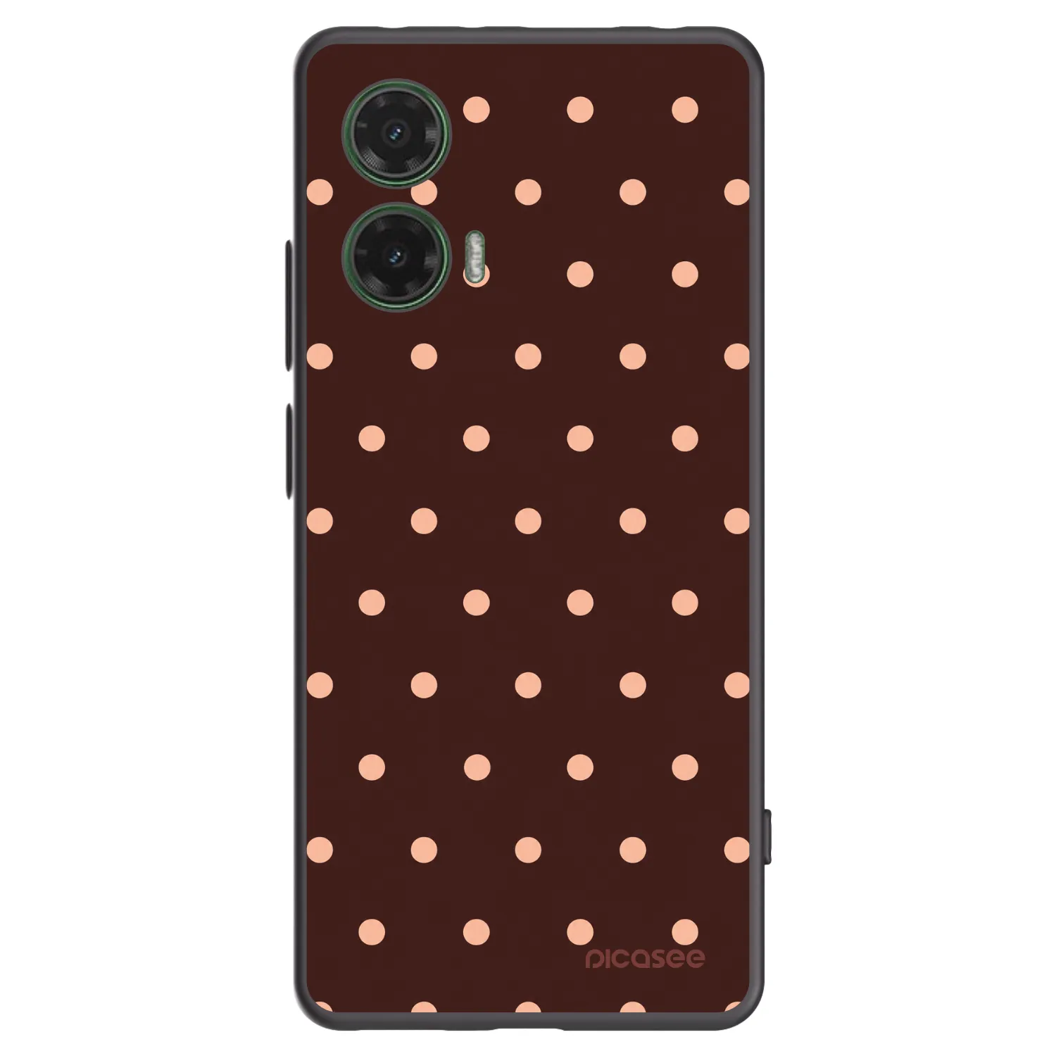 Picasee Motorola Moto G35 5G Hülle - Schwarzes Silikon - Peach Dots & Chocolate