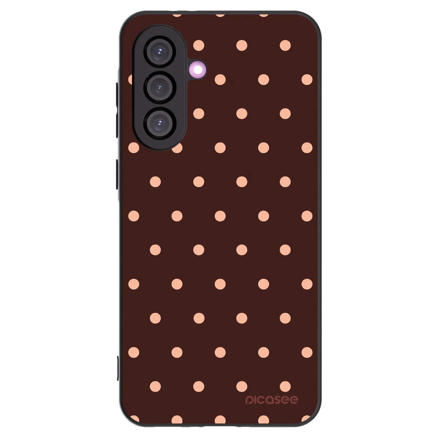 Picasee Samsung Galaxy A36 5G Hülle - Schwarzes Silikon - Peach Dots & Chocolate