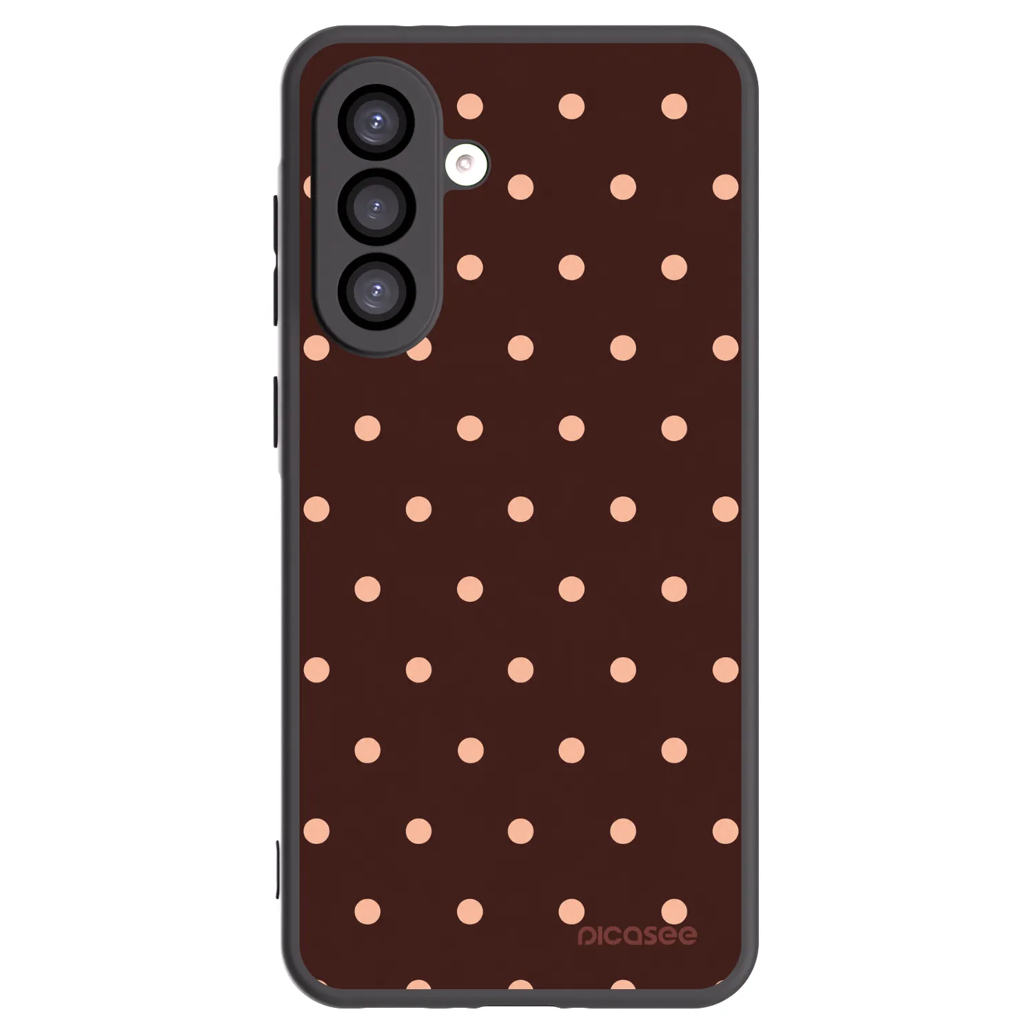 Picasee Samsung Galaxy A26 5G A266B Hülle - Schwarzes Silikon - Peach Dots & Chocolate