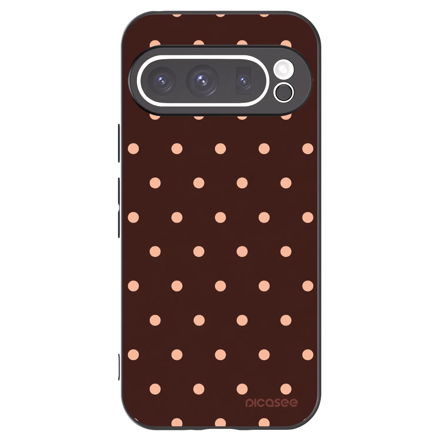 Picasee Google Pixel 9 Pro Hülle - Schwarzes Silikon - Peach Dots & Chocolate