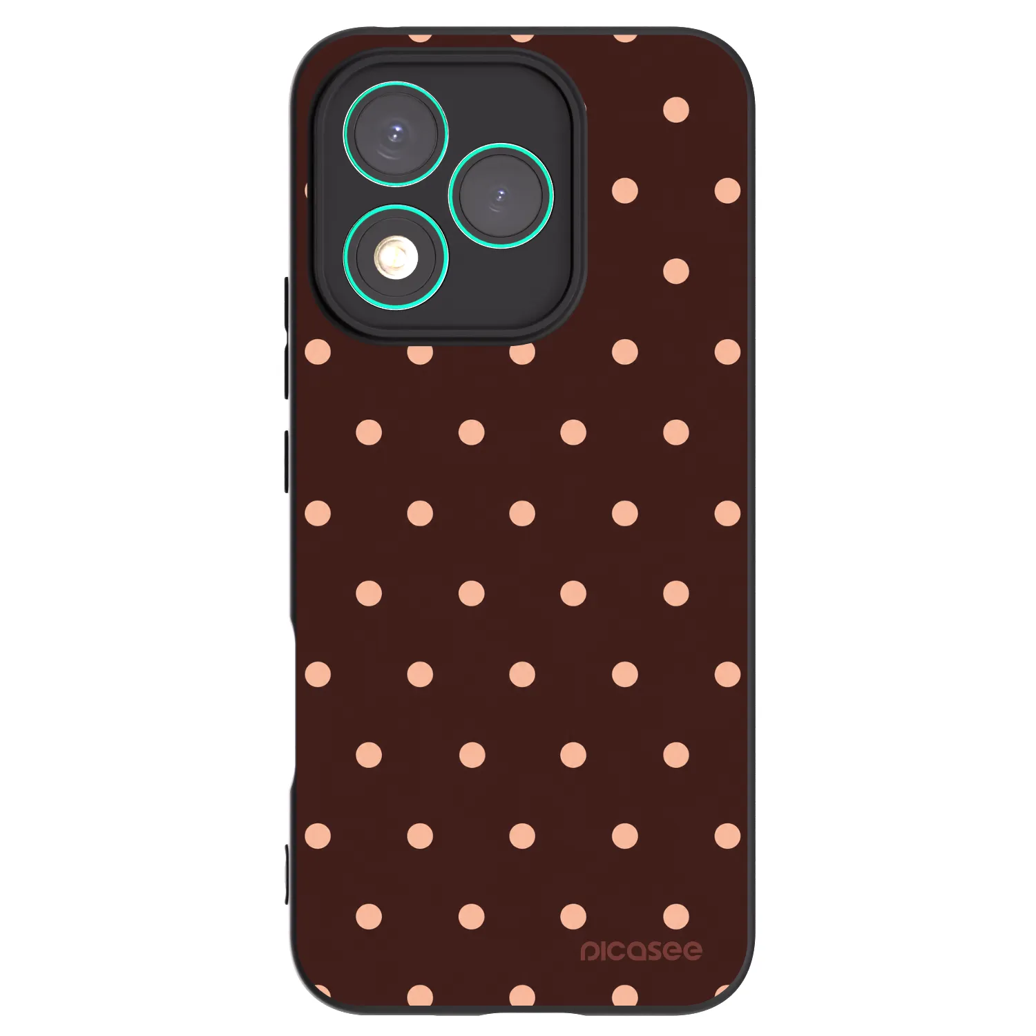 Picasee Honor 400 Lite 5G Hülle - Schwarzes Silikon - Peach Dots & Chocolate