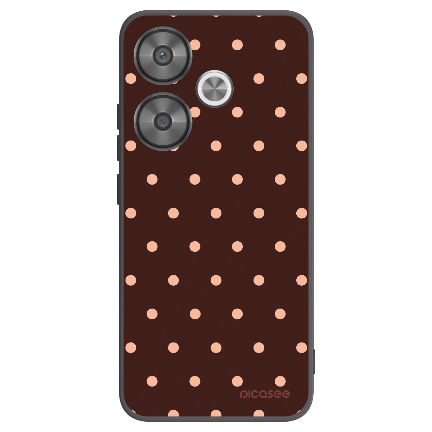 Picasee Xiaomi Poco F6 Hülle - Schwarzes Silikon - Peach Dots & Chocolate