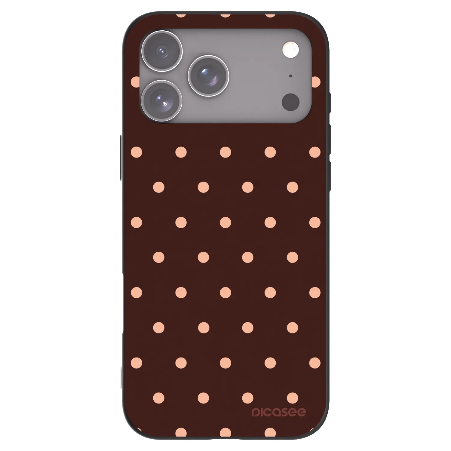 Picasee Apple iPhone 17 Pro Max Hülle - Schwarzes Silikon - Peach Dots & Chocolate