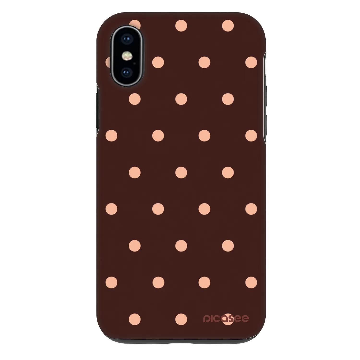 Picasee Fashion Case für Apple iPhone X/XS - Peach Dots & Chocolate
