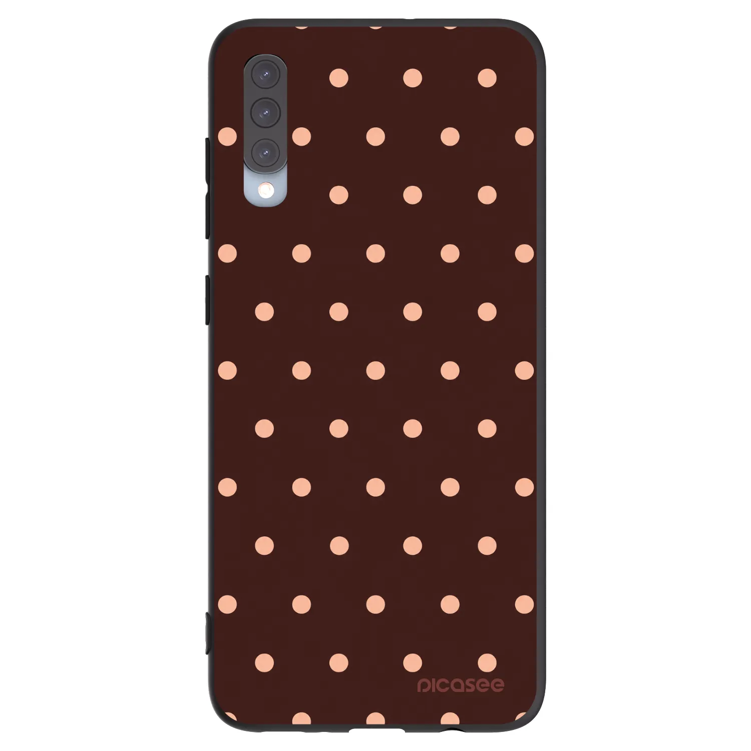 Picasee Samsung Galaxy A70 A705F Hülle - Schwarzes Silikon - Peach Dots & Chocolate
