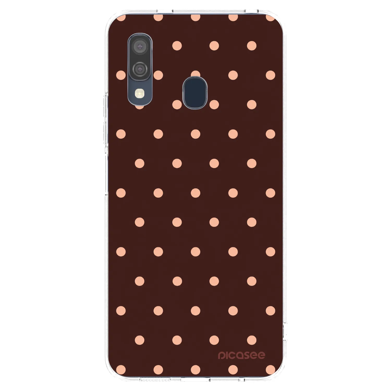 Picasee Samsung Galaxy A40 A405F Hülle - Transparentes Silikon - Peach Dots & Chocolate