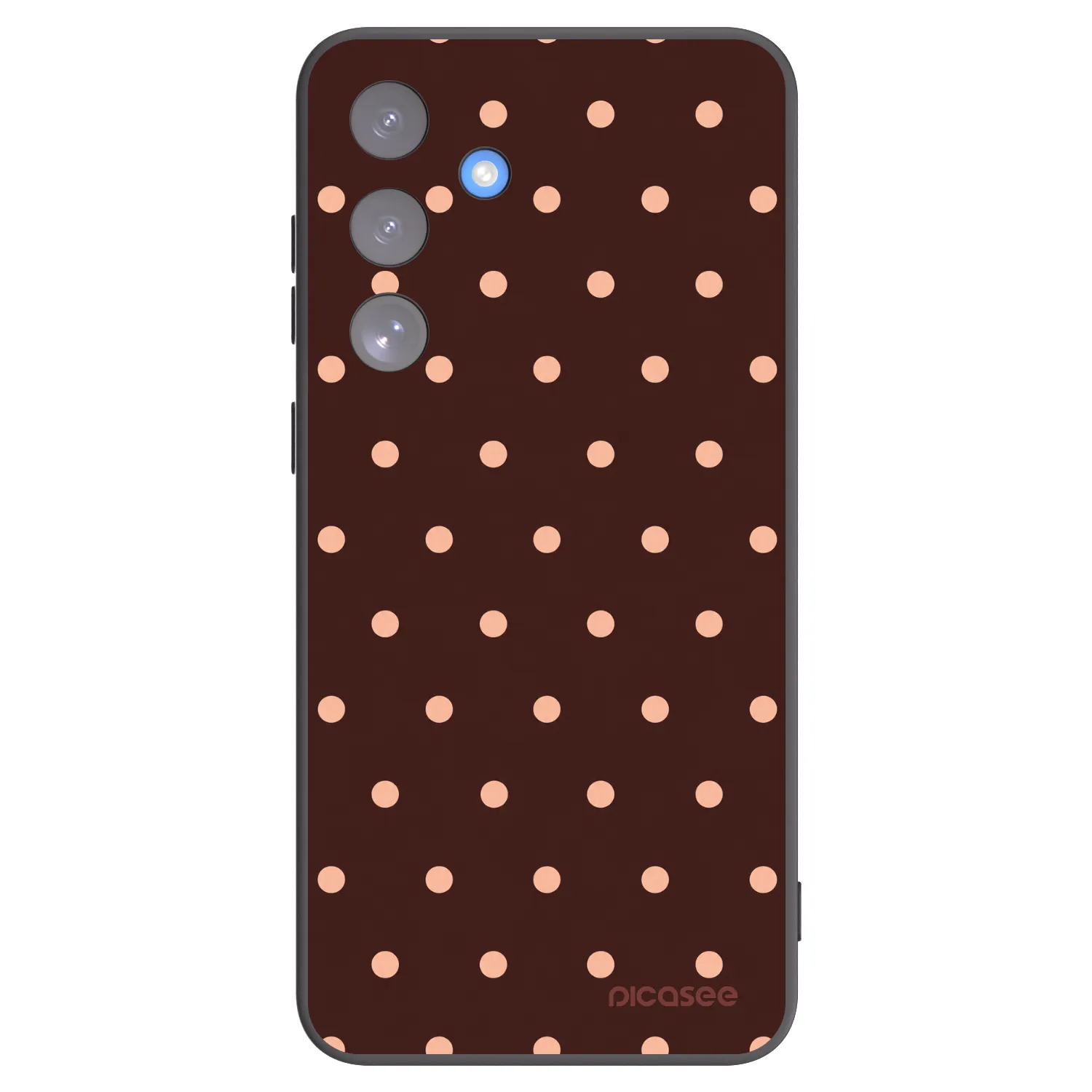 Picasee Samsung Galaxy S25 FE 5G Hülle - Schwarzes Silikon - Peach Dots & Chocolate