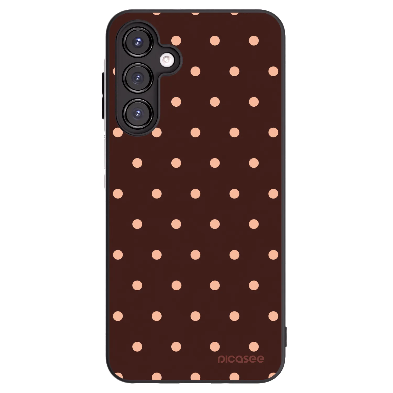Picasee Samsung Galaxy A16 4G Hülle - Schwarzes Silikon - Peach Dots & Chocolate