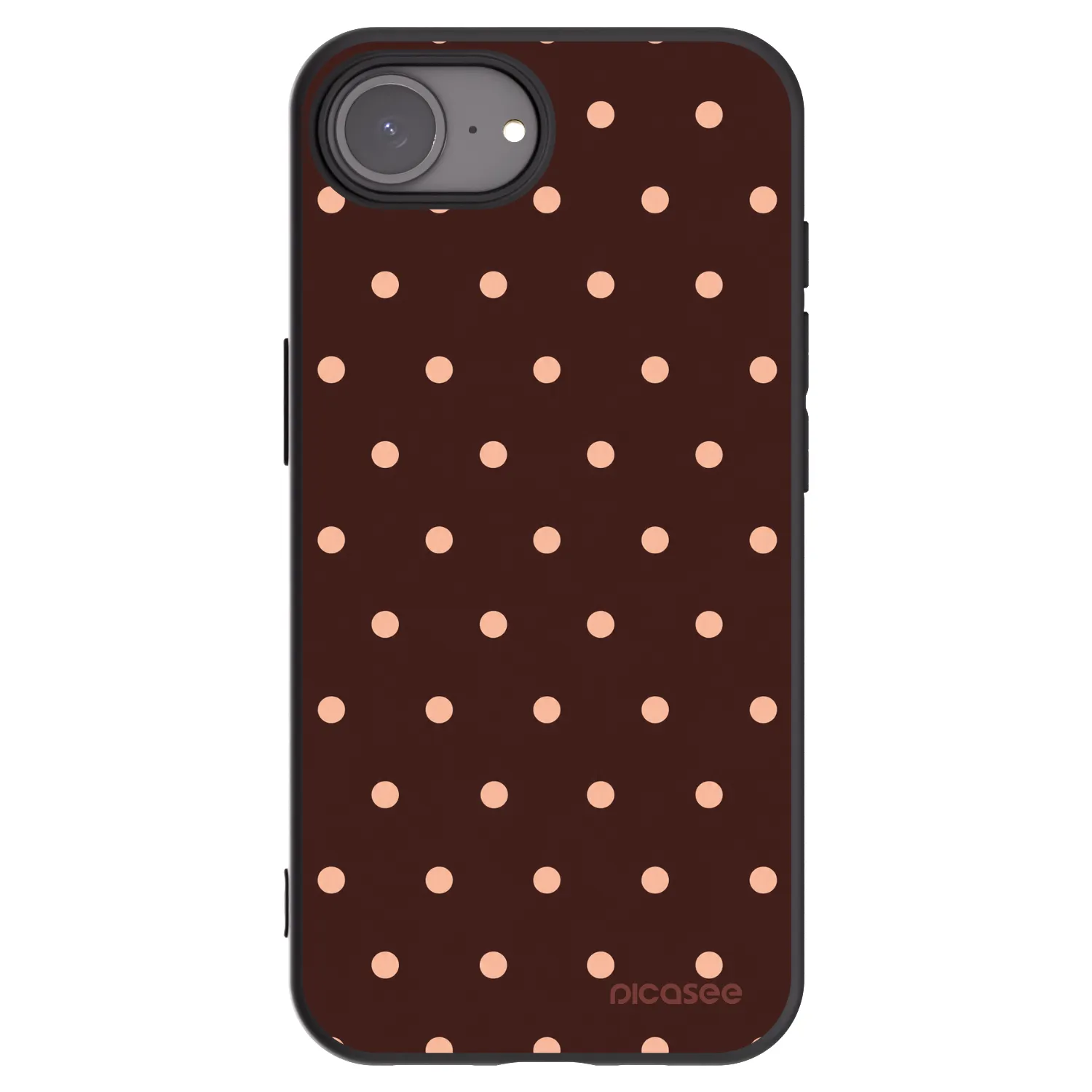 Picasee Apple iPhone 17e Hülle - Schwarzes Silikon - Peach Dots & Chocolate