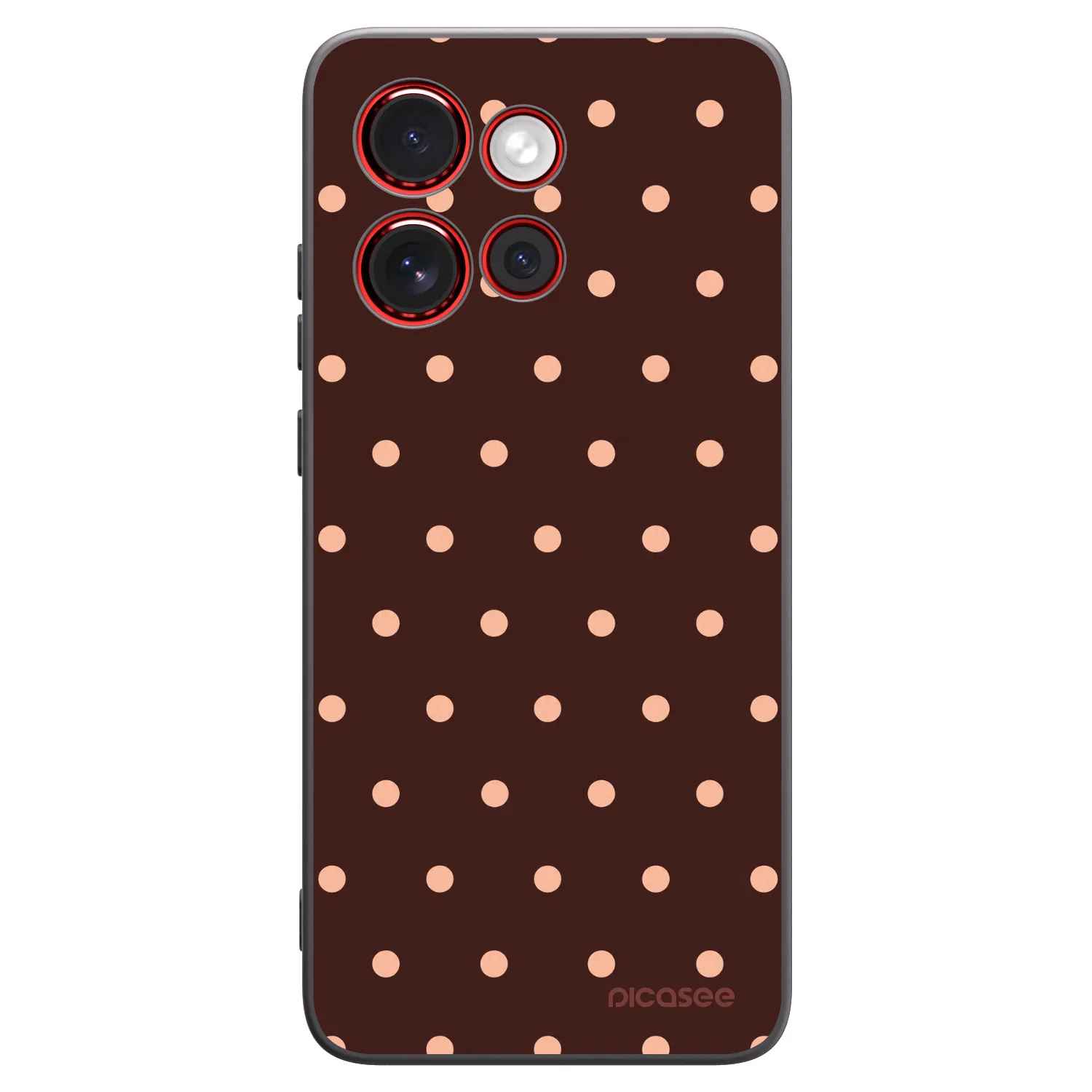 Picasee Motorola Edge 60 Neo 5G Hülle - Schwarzes Silikon - Peach Dots & Chocolate