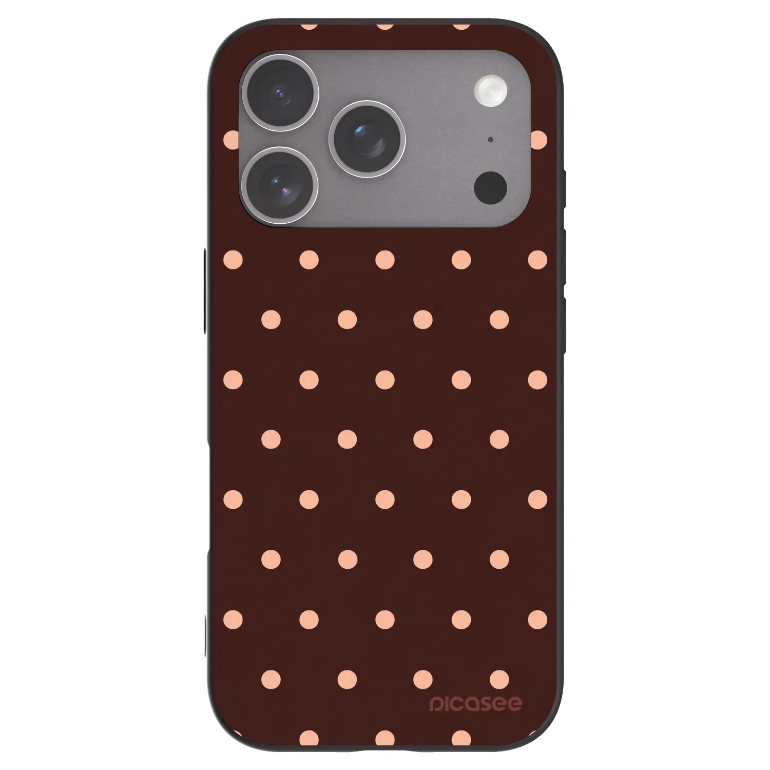 Picasee Apple iPhone 18 Pro Hülle - Schwarzes Silikon - Peach Dots & Chocolate