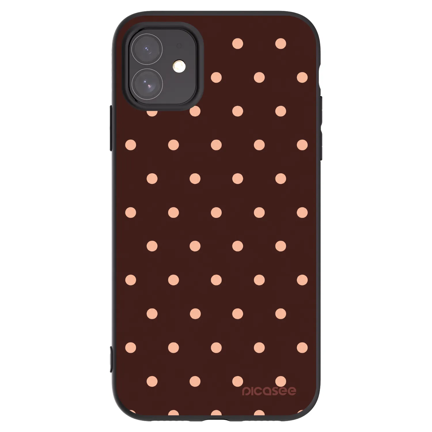 Picasee Apple iPhone 11 Hülle - Schwarzes Silikon - Peach Dots & Chocolate