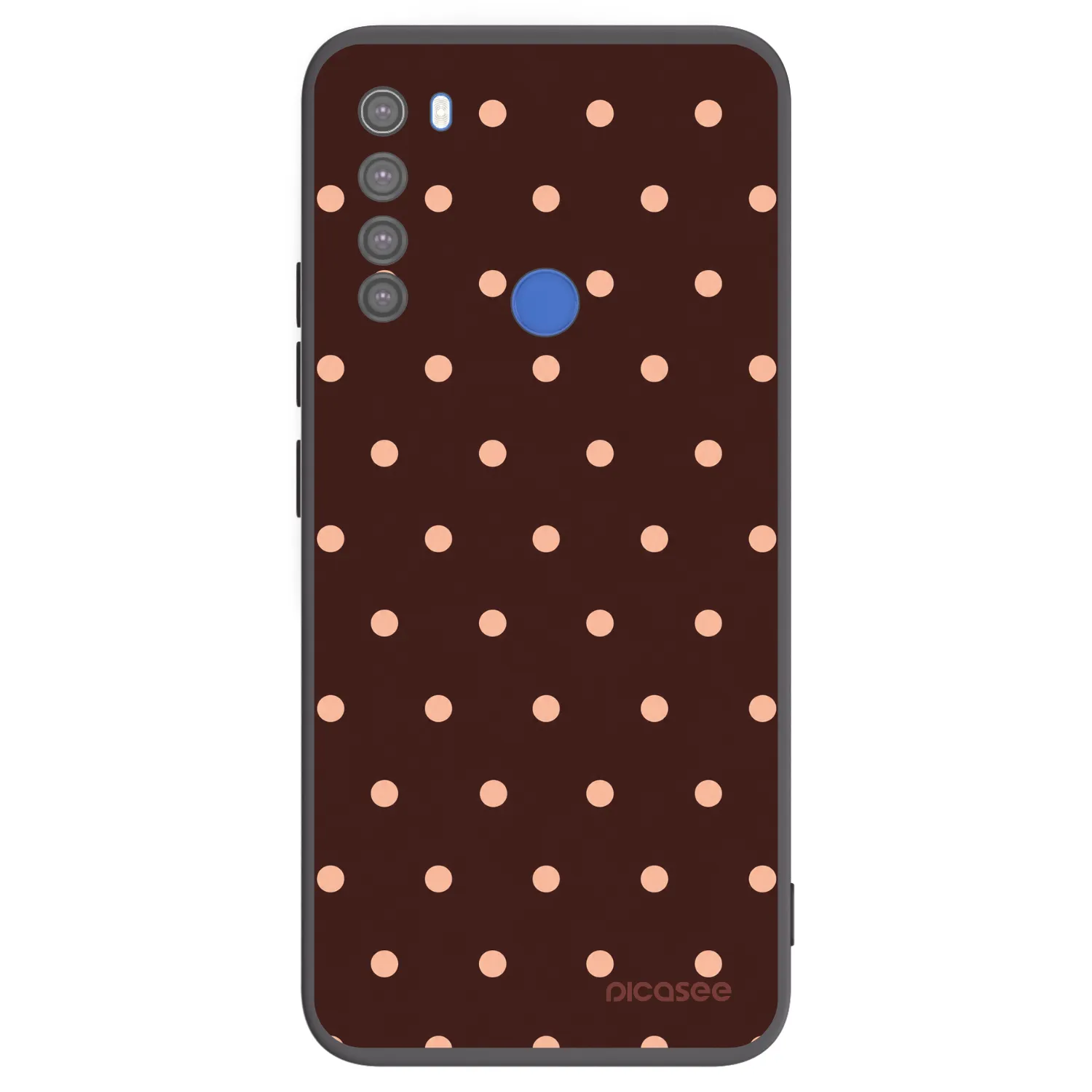 Picasee Xiaomi Redmi Note 8T Hülle - Schwarzes Silikon - Peach Dots & Chocolate