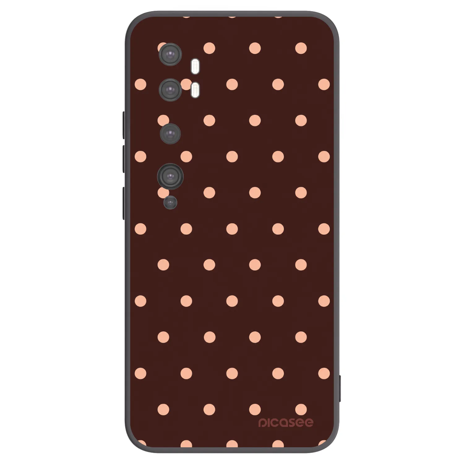 Picasee Xiaomi Mi Note 10 (Pro) Hülle - Schwarzes Silikon - Peach Dots & Chocolate