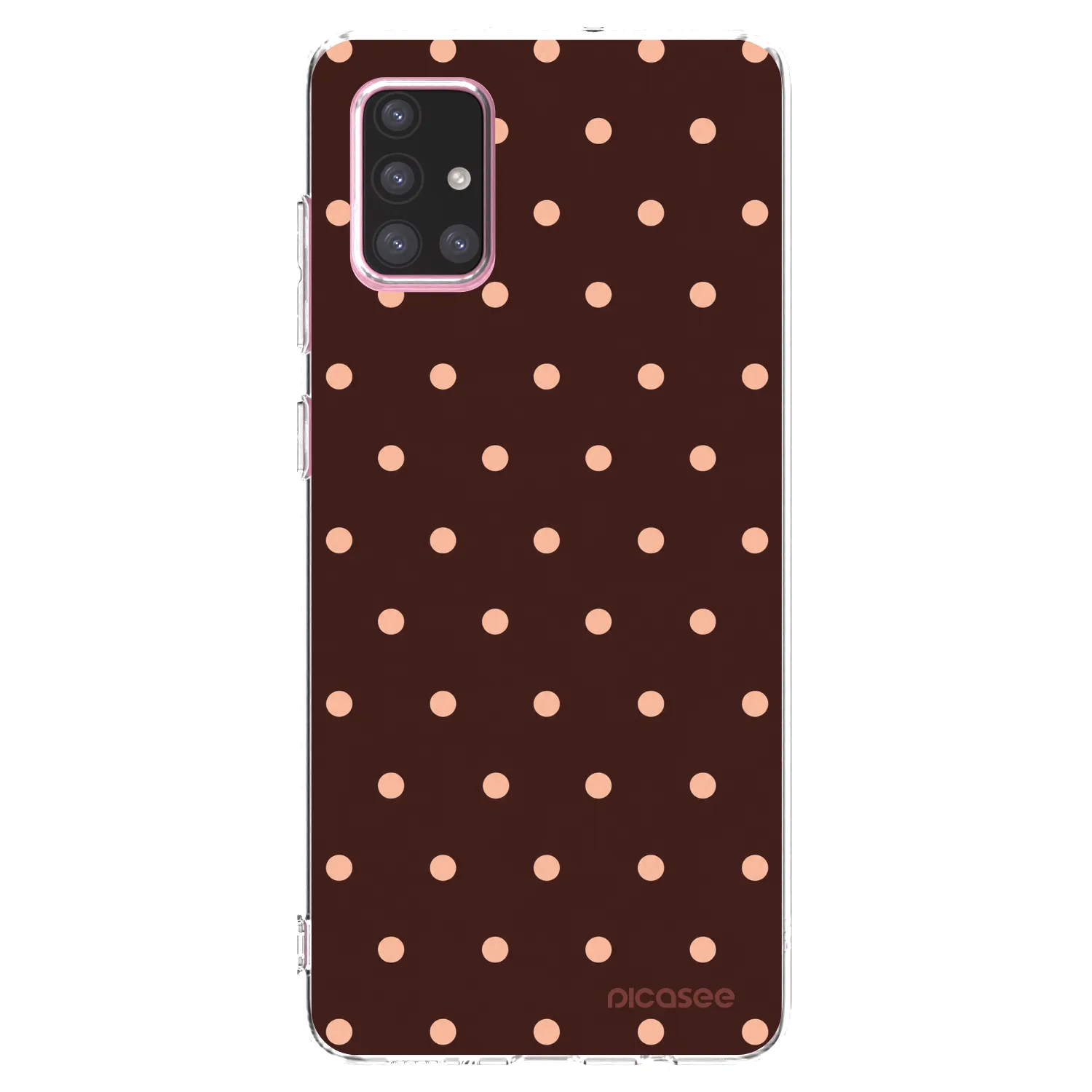 Picasee Samsung Galaxy A71 A715F Hülle - Transparentes Silikon - Peach Dots & Chocolate