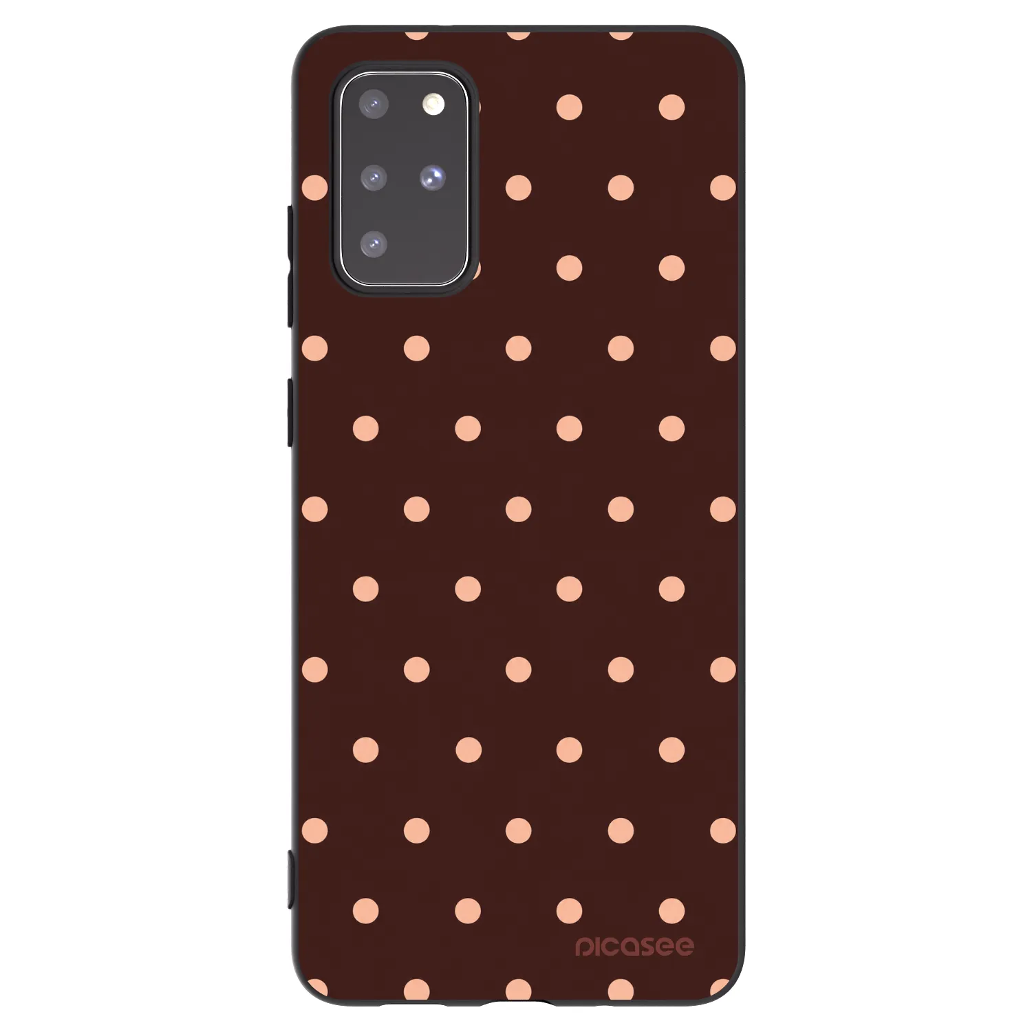 Picasee Samsung Galaxy S20+ G985F Hülle - Schwarzes Silikon - Peach Dots & Chocolate