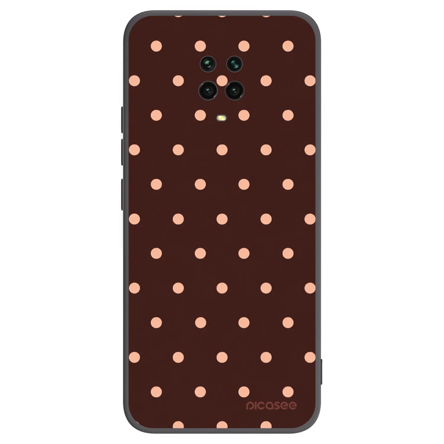 Picasee Xiaomi Redmi Note 9 Pro Hülle - Schwarzes Silikon - Peach Dots & Chocolate