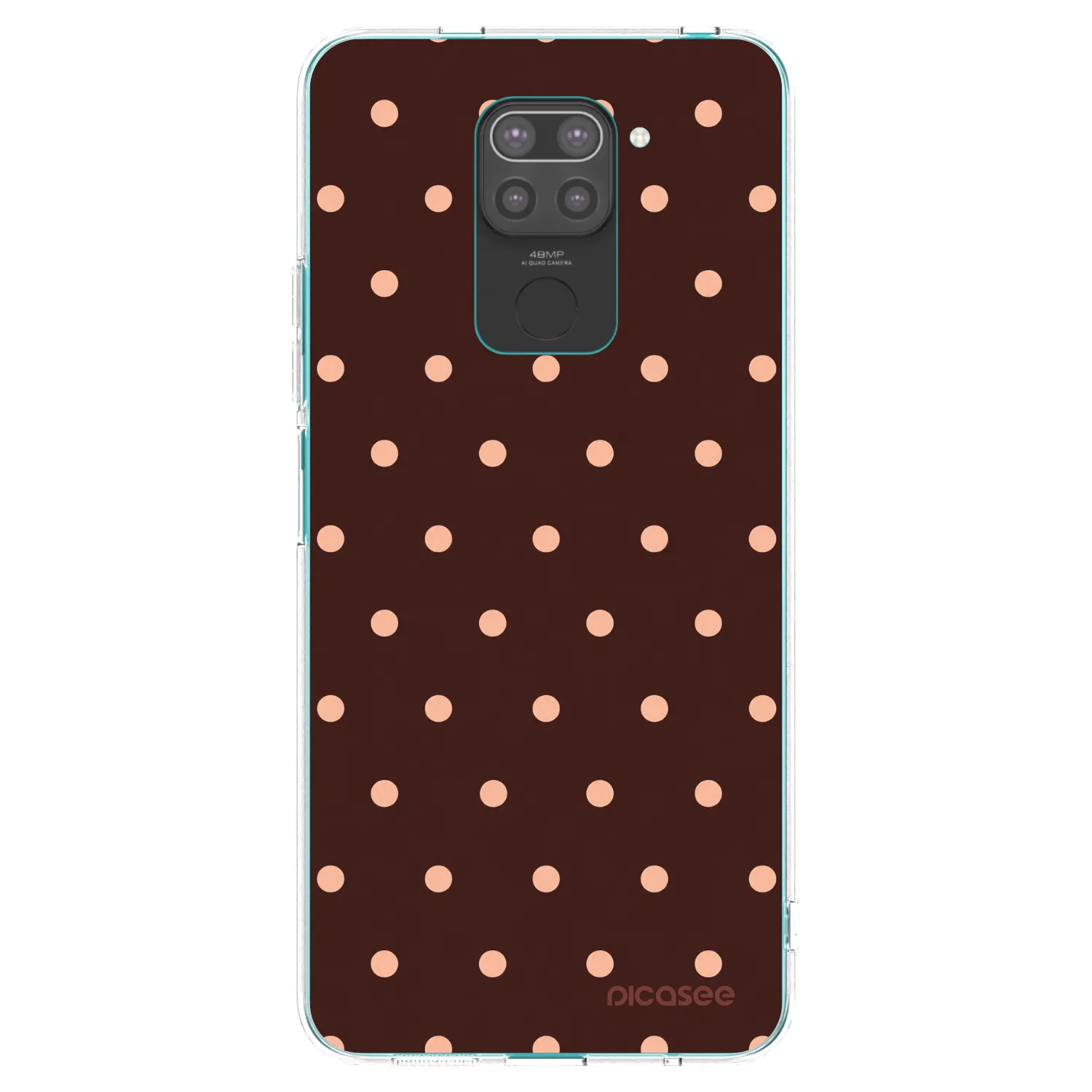 Picasee Xiaomi Redmi Note 9 Hülle - Schwarzes Silikon - Peach Dots & Chocolate