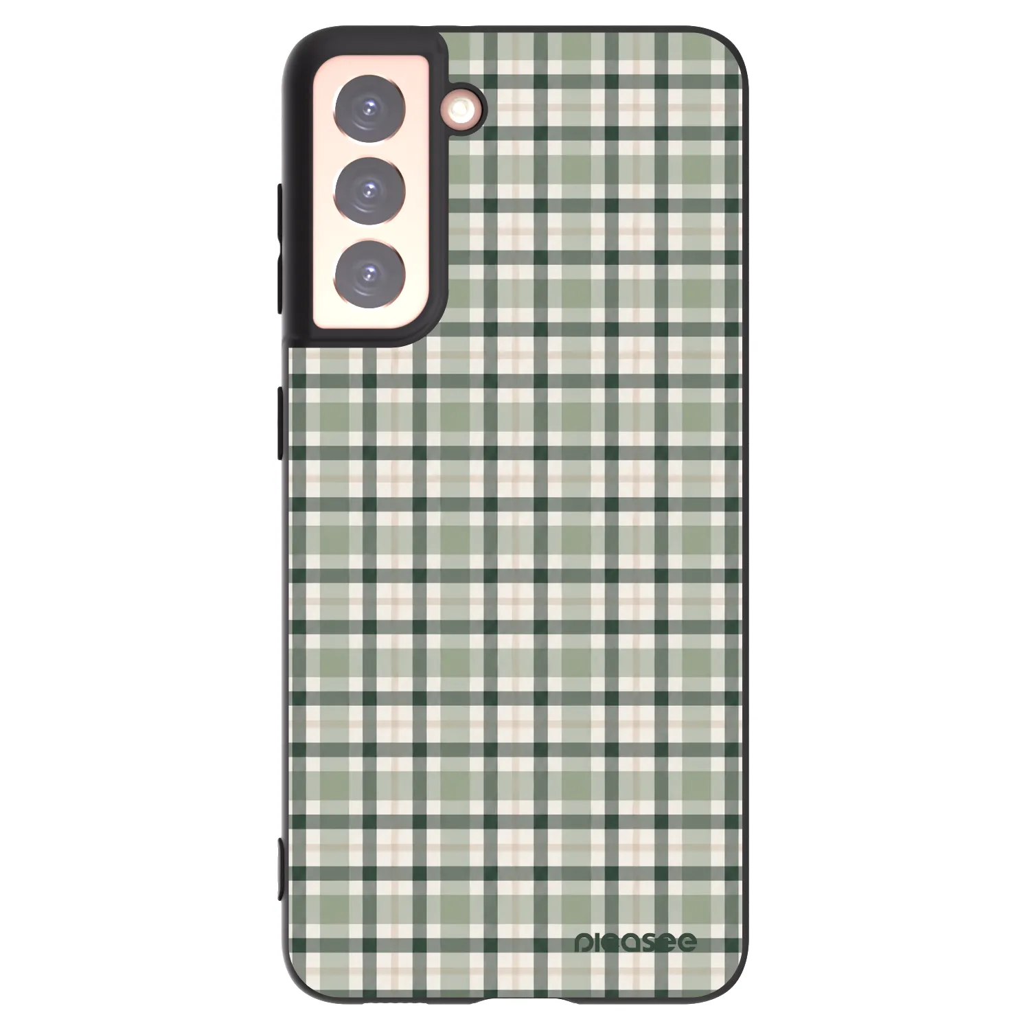 Picasee Samsung Galaxy S21 5G G991B Hülle - Schwarzes Silikon - Sage Tartan