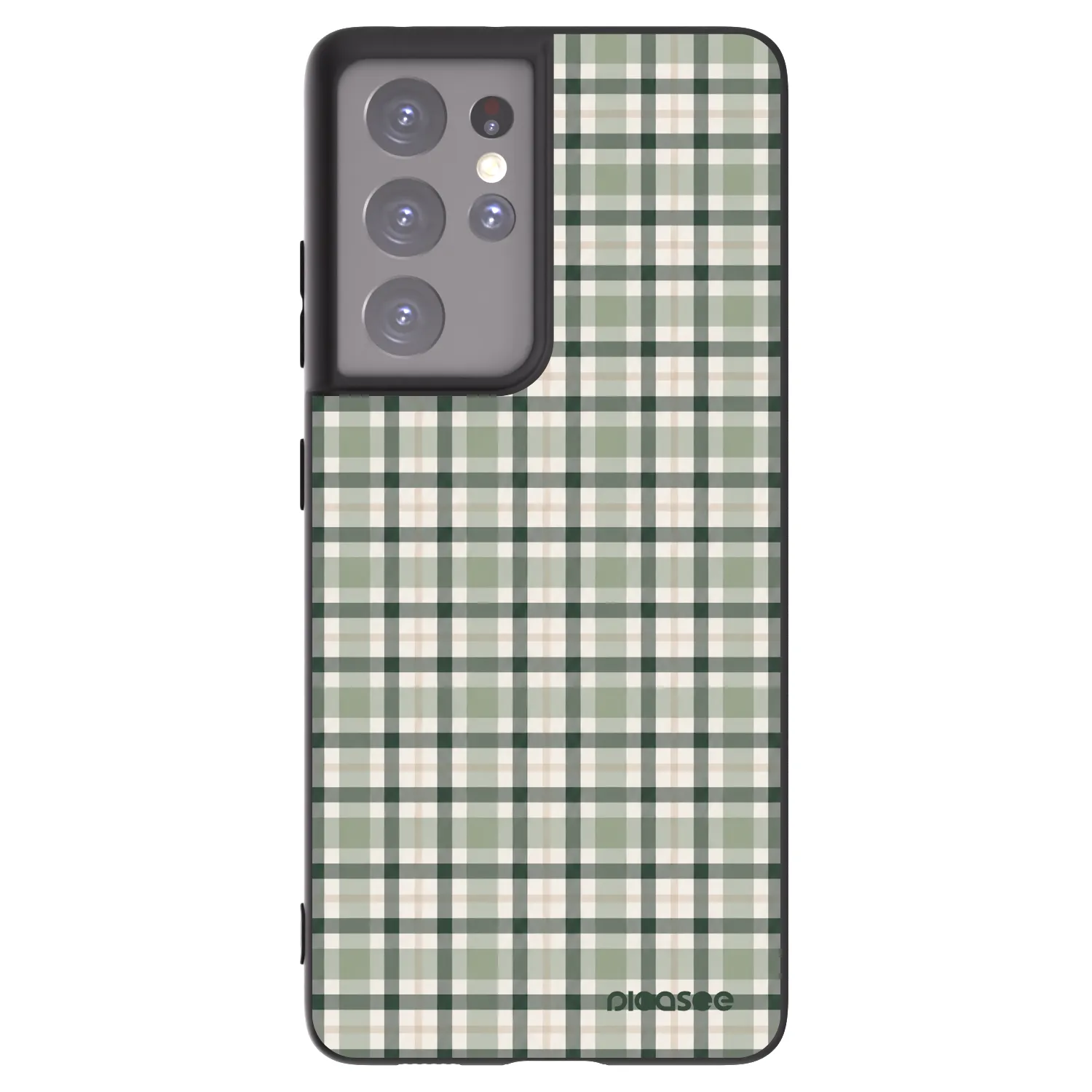 Picasee Samsung Galaxy S21 Ultra 5G G998B Hülle - Schwarzes Silikon - Sage Tartan