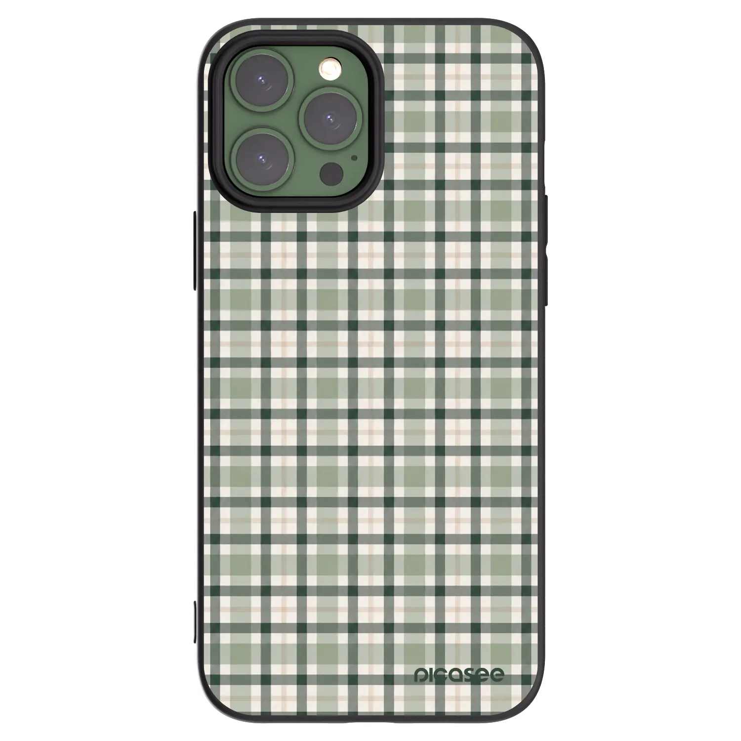 Picasee Apple iPhone 13 Pro Max Hülle - Schwarzes Silikon - Sage Tartan