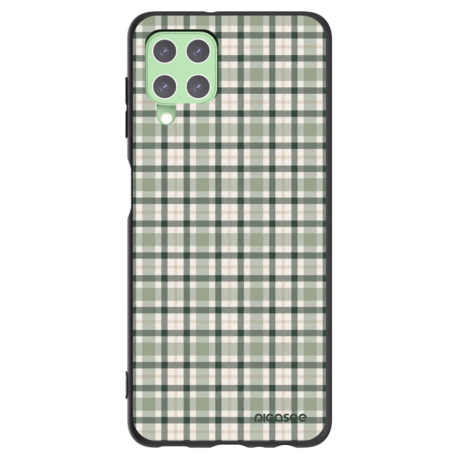 Picasee Samsung Galaxy A22 A225F 4G Hülle - Schwarzes Silikon - Sage Tartan