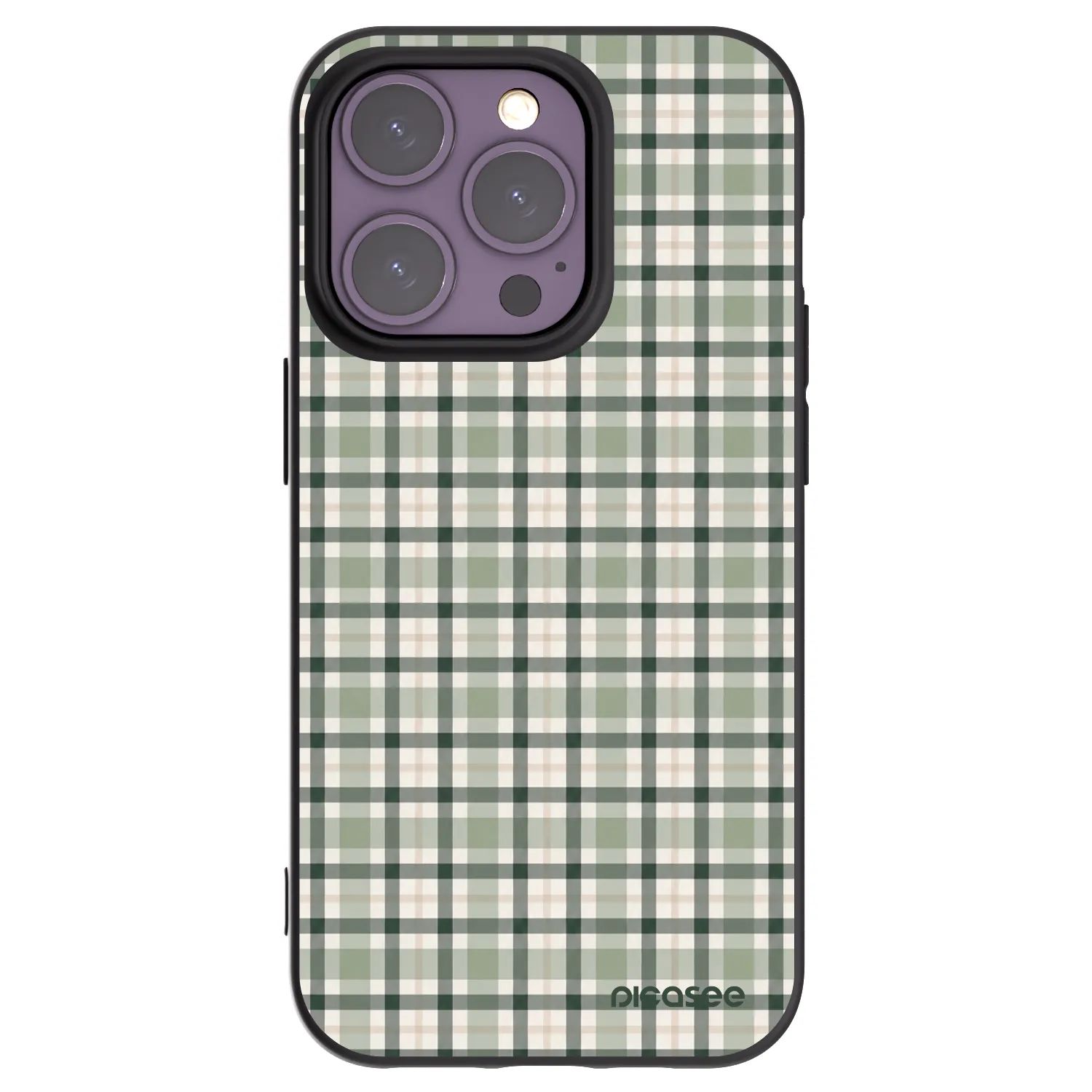 Picasee Apple iPhone 14 Pro Hülle - Schwarzes Silikon - Sage Tartan