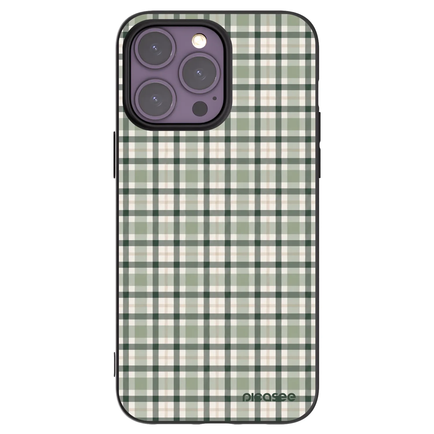 Picasee Apple iPhone 14 Pro Max Hülle - Schwarzes Silikon - Sage Tartan