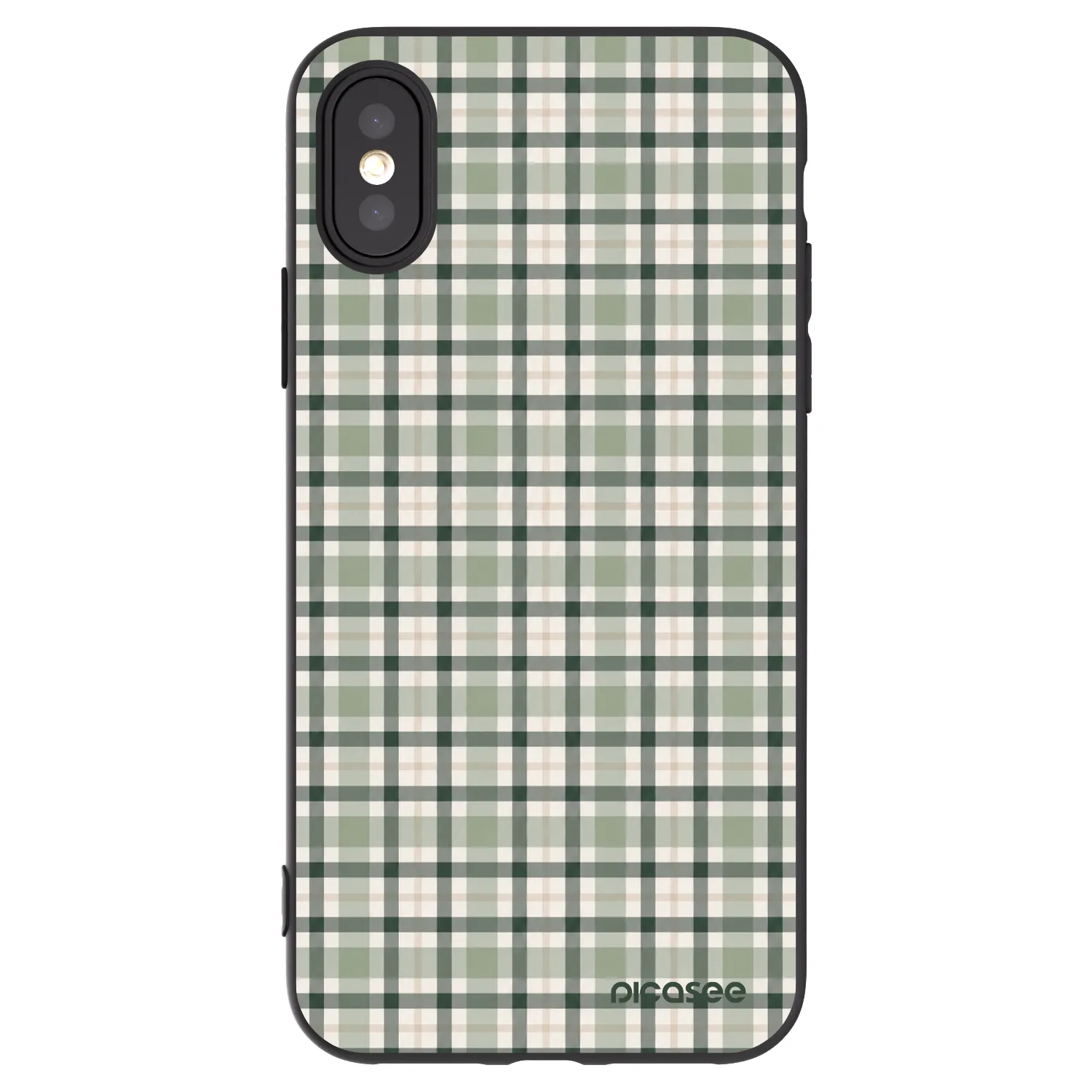 Picasee Apple iPhone X/XS Hülle - Schwarzes Silikon - Sage Tartan