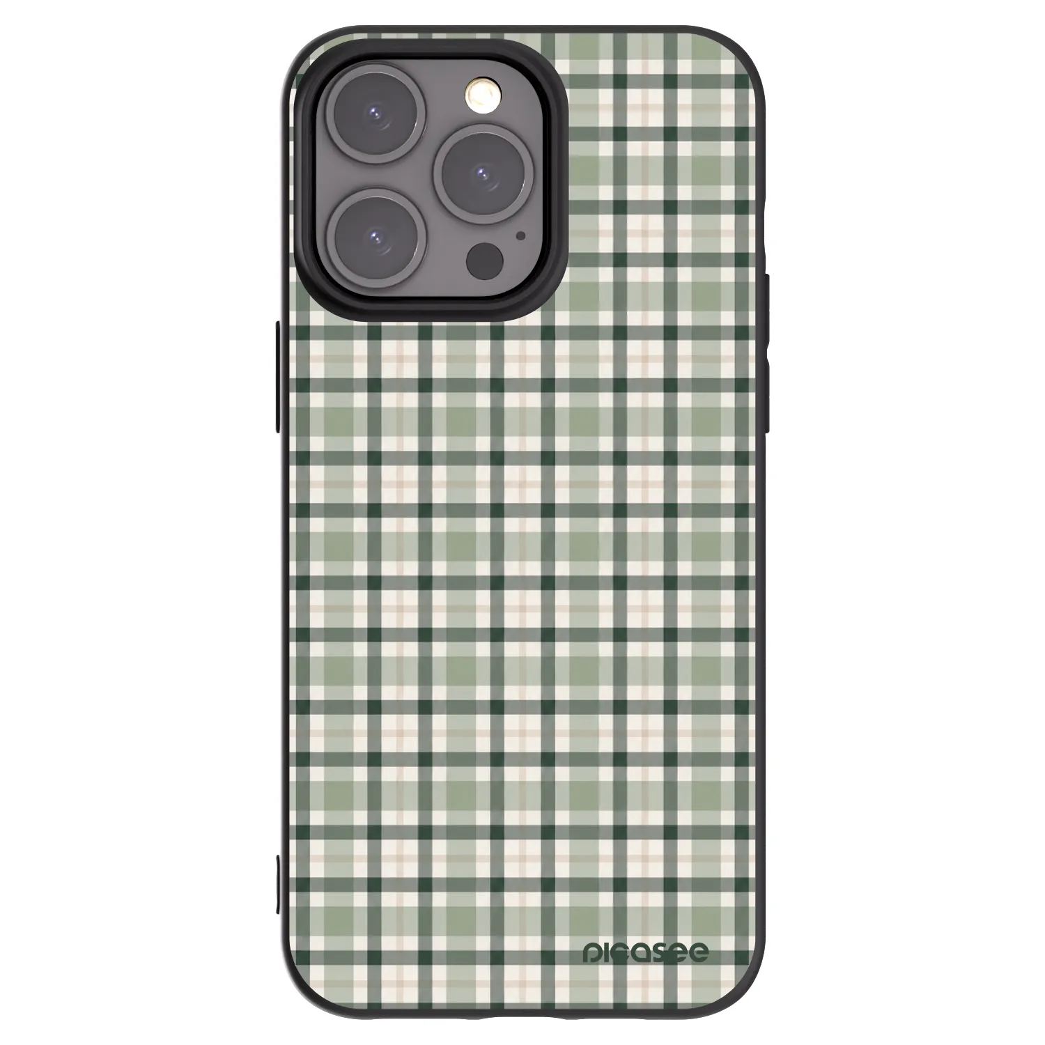 Picasee Apple iPhone 15 Pro Max Hülle - Schwarzes Silikon - Sage Tartan