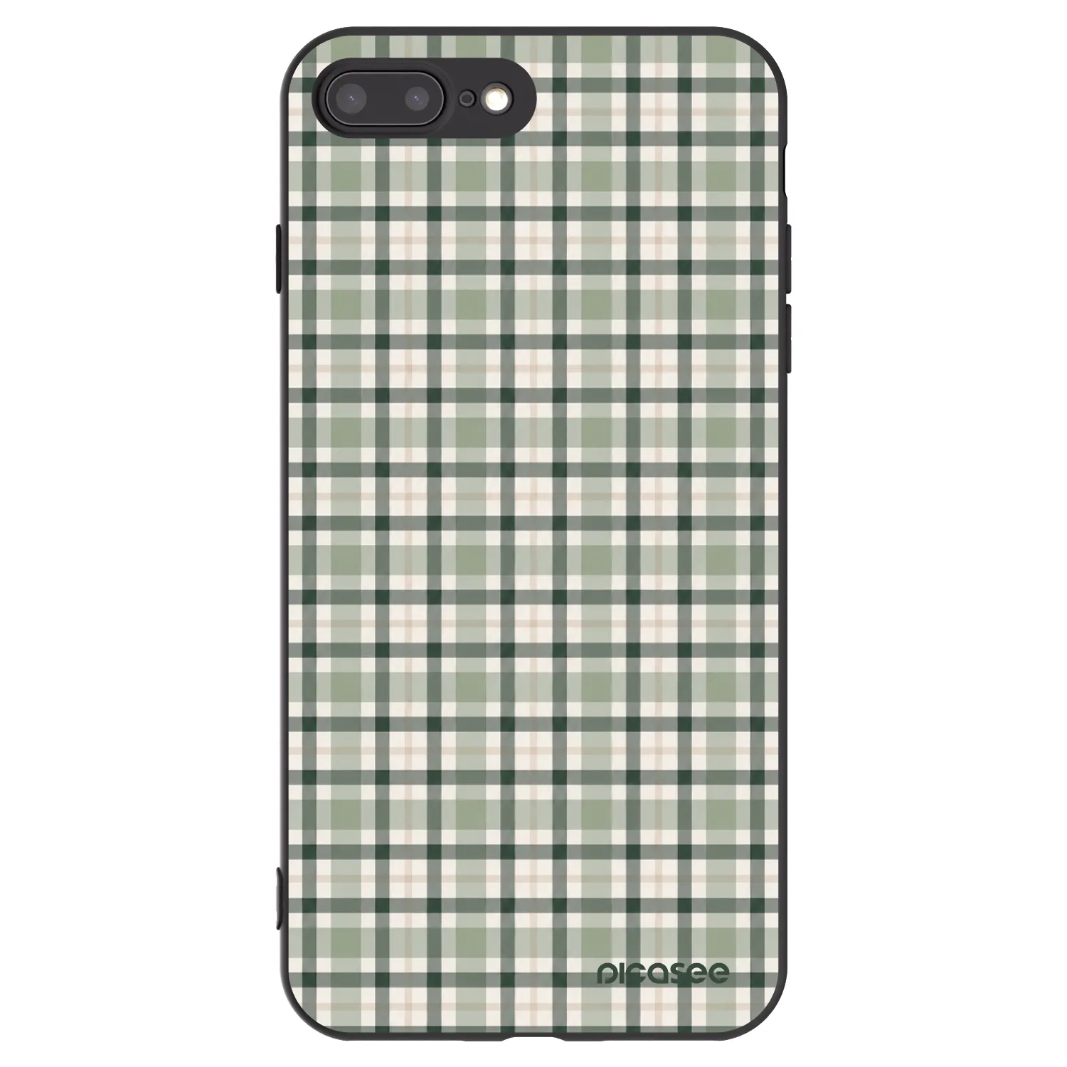 Picasee Apple iPhone 7 Plus Hülle - Schwarzes Silikon - Sage Tartan