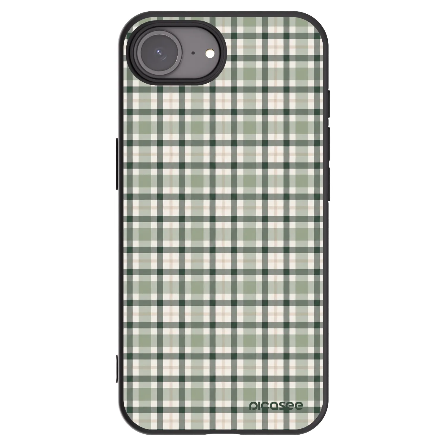 Picasee Apple iPhone 16e Hülle - Schwarzes Silikon - Sage Tartan