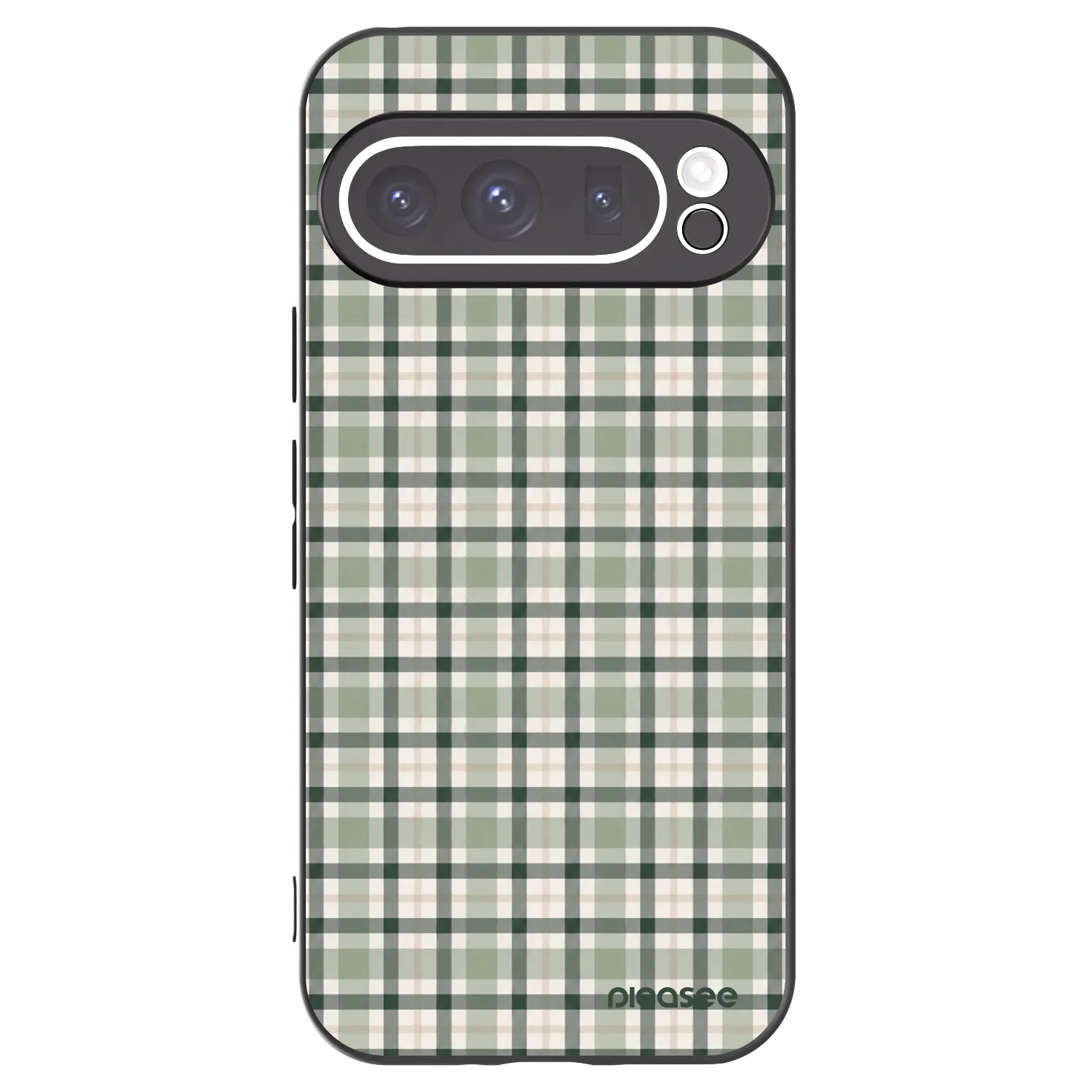 Picasee Google Pixel 9 Pro Hülle - Schwarzes Silikon - Sage Tartan