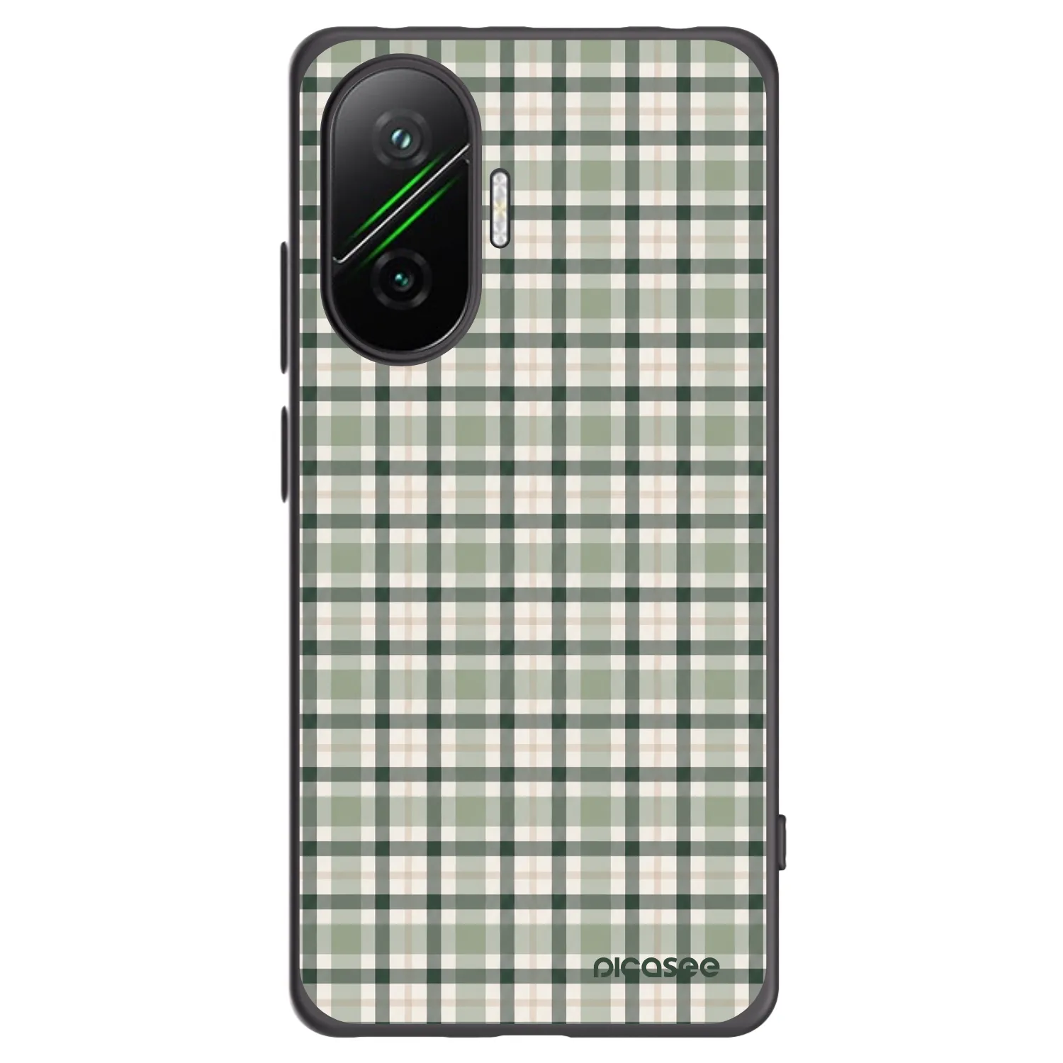Picasee Xiaomi Poco F7 5G Hülle - Schwarzes Silikon - Sage Tartan