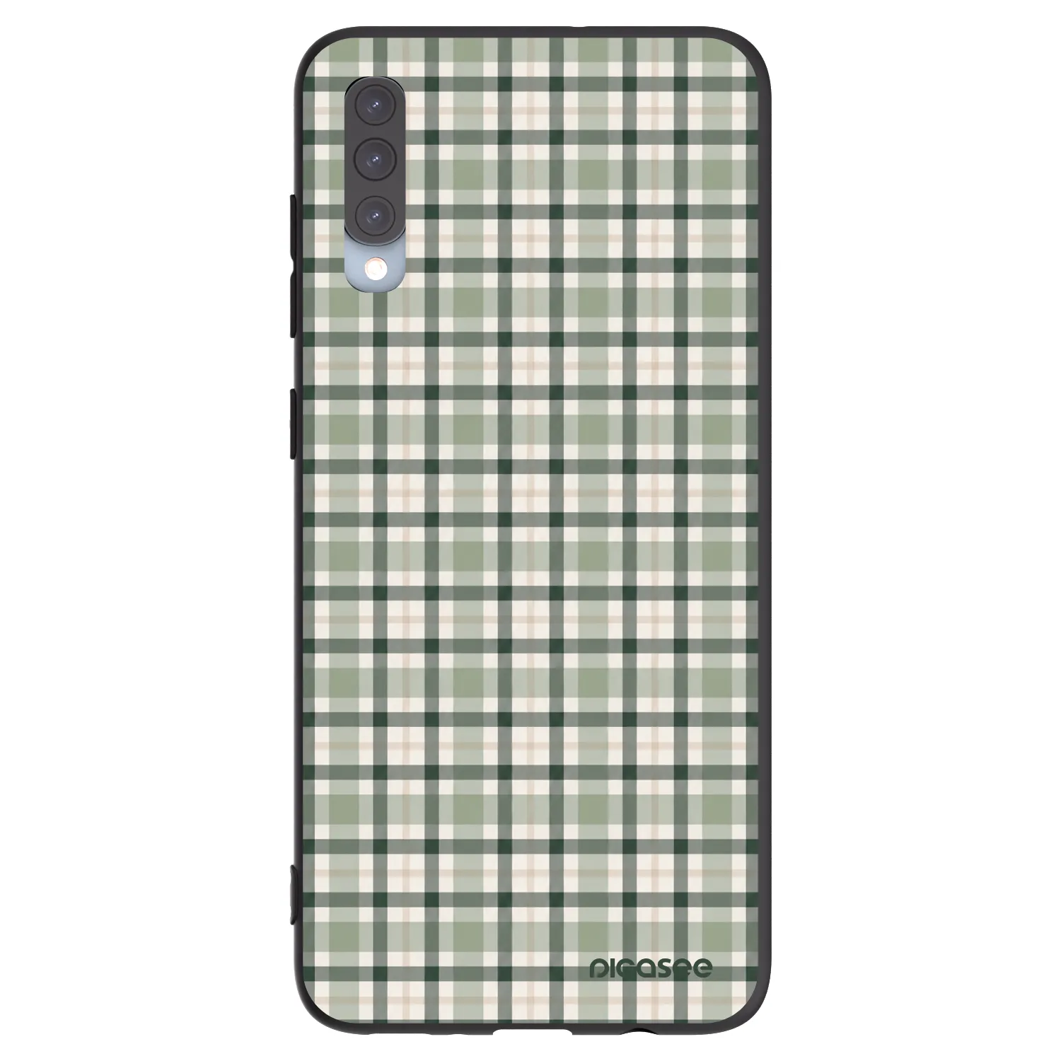 Picasee Samsung Galaxy A70 A705F Hülle - Schwarzes Silikon - Sage Tartan